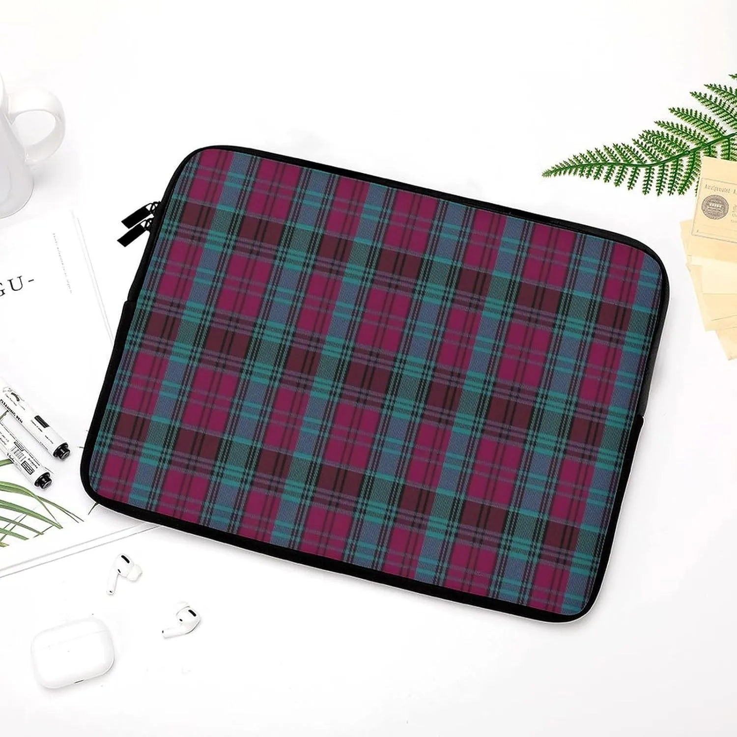 Black Watch Tartan Pattern All Print Hands Free Withdrawal Laptop Bag Unisex