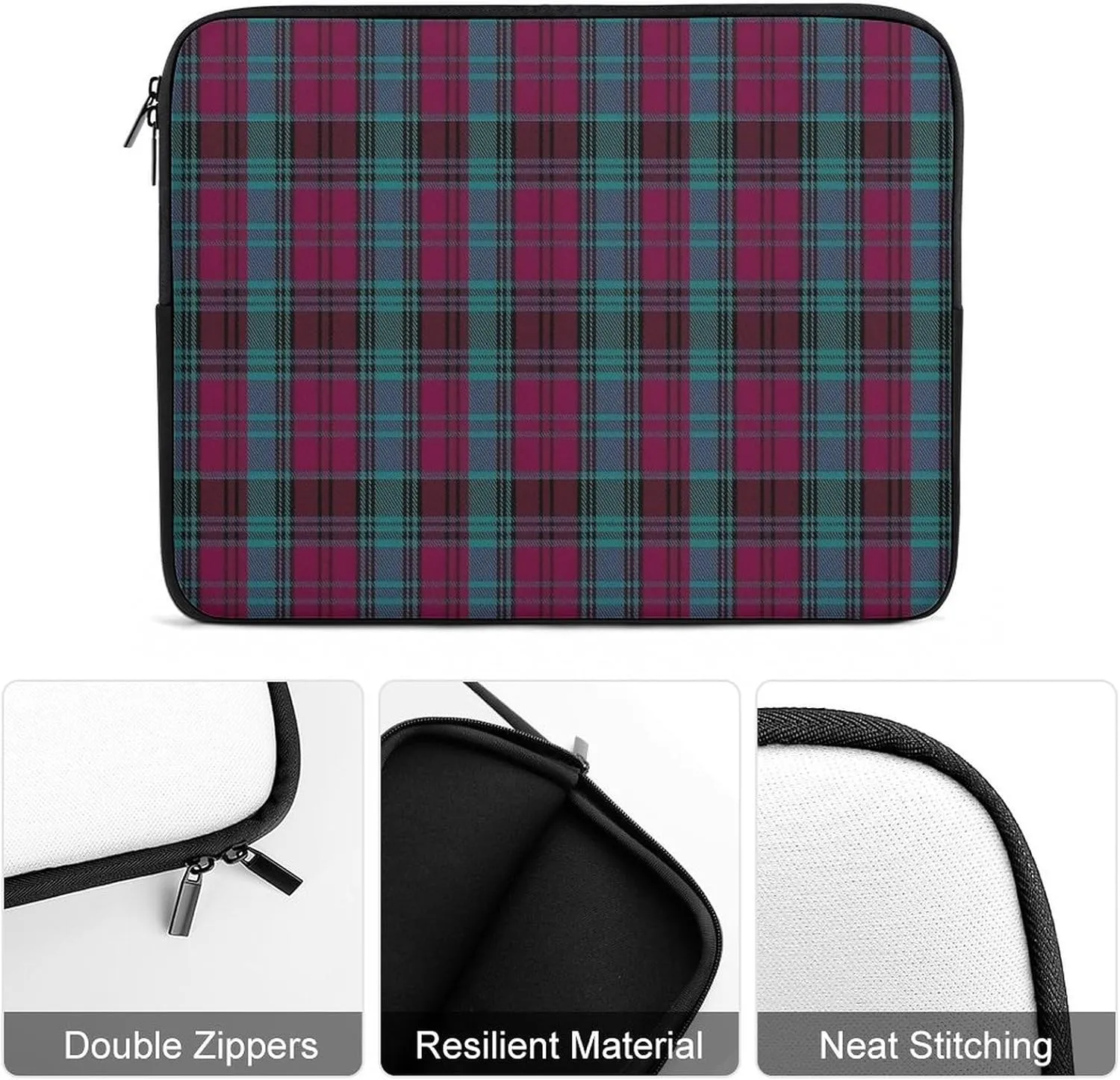 Black Watch Tartan Pattern All Print Hands Free Withdrawal Laptop Bag Unisex