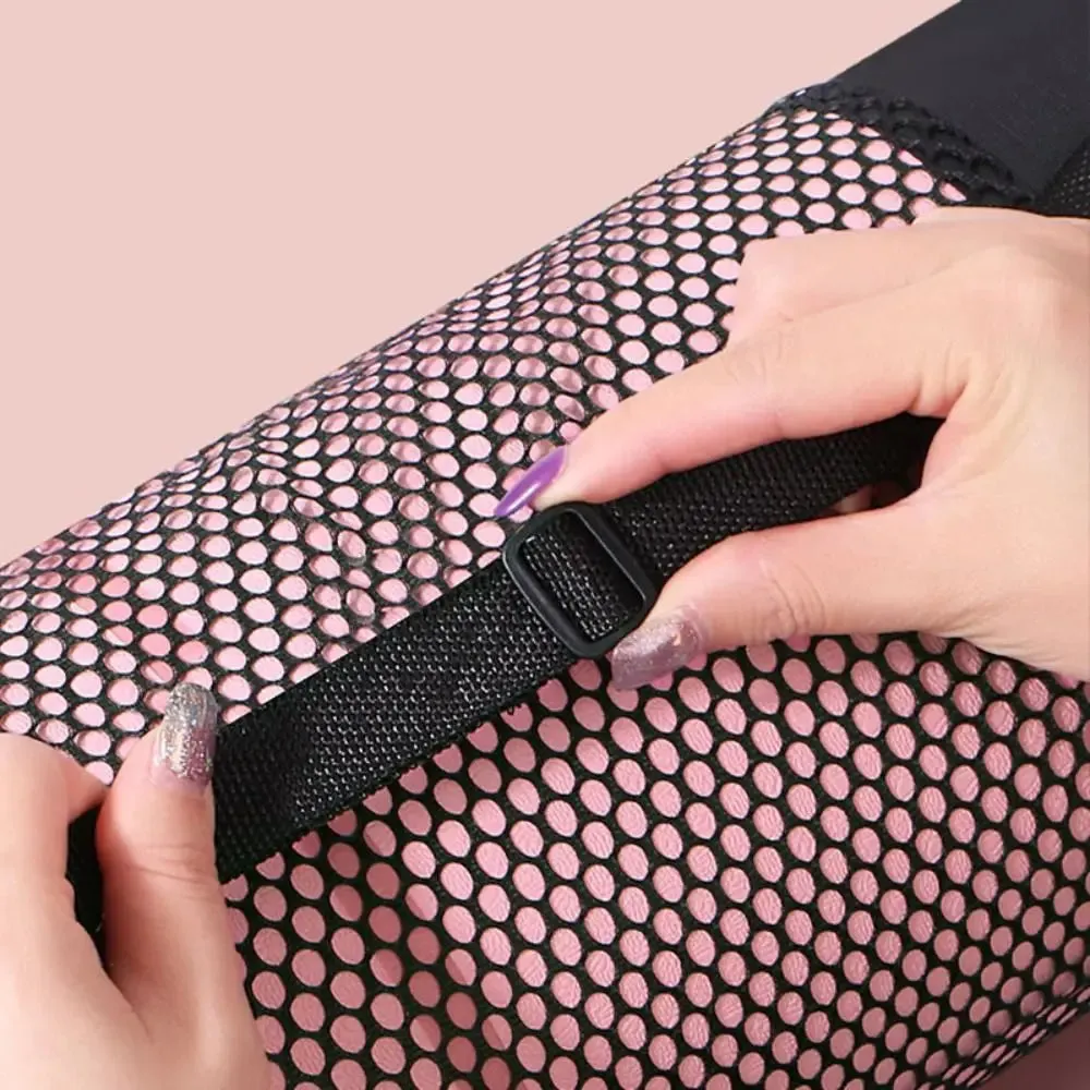 Black Yoga Mat Bag Portable Breathable Sports Bag with Adjustable Shoulder Straps Carry Mesh Storage Bag Fits Most Yoga Mats