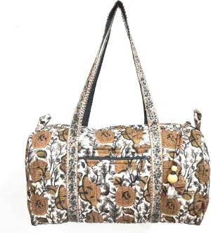 Block Printed Handmade Large Duffle Bag, 100% Cotton, Organic Dyes (Tranquility)