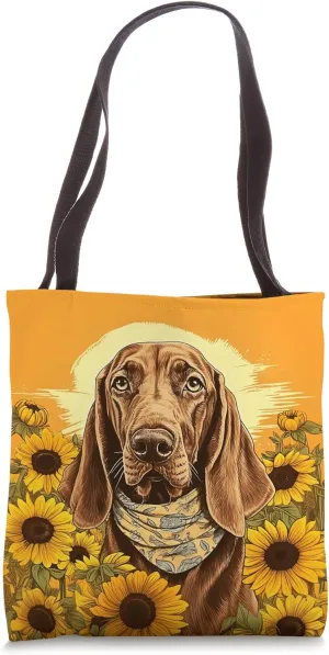 Bloodhound Dog Vintage Bandana Headband Sunflower Field Tote Bag