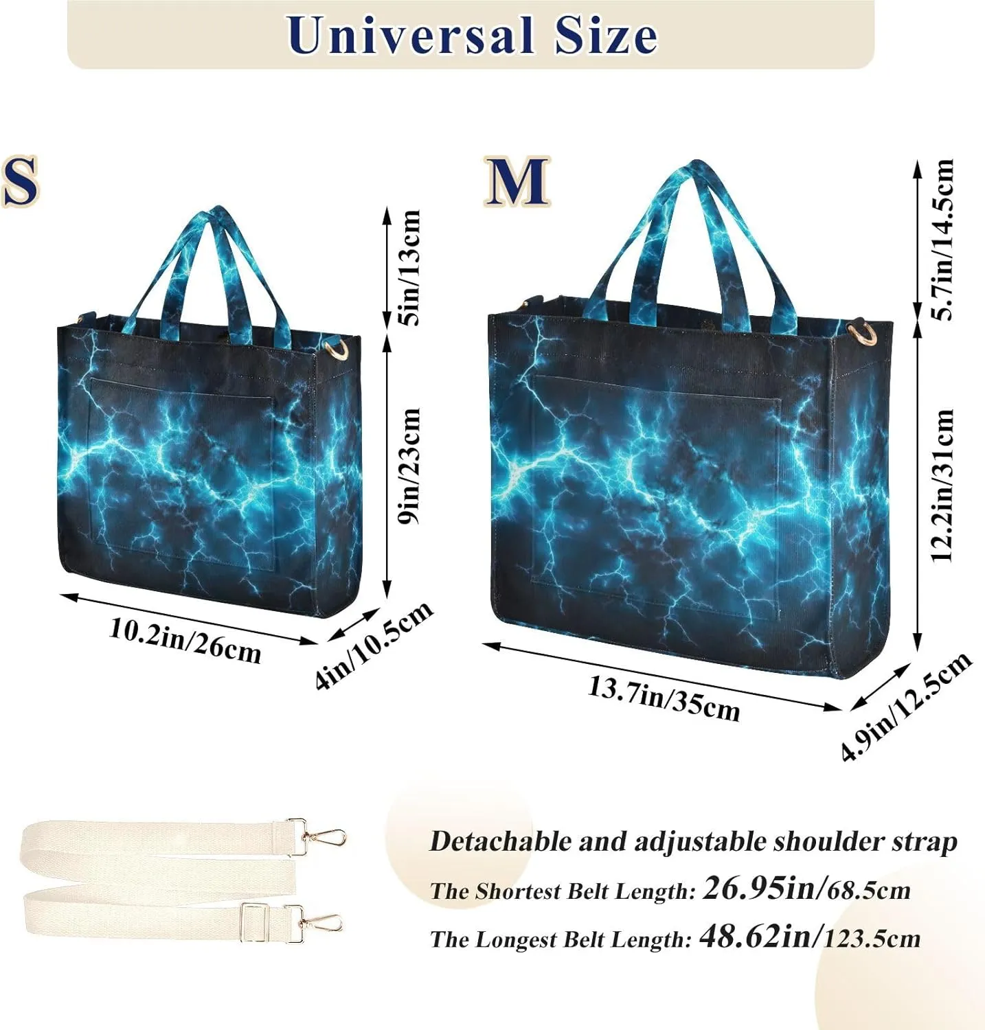 Blue Electric Sparks Tote Bag for Women Large Capacity Handbag Portable Work Handbag Shoulder Bag for Beach, Shopping, Travel