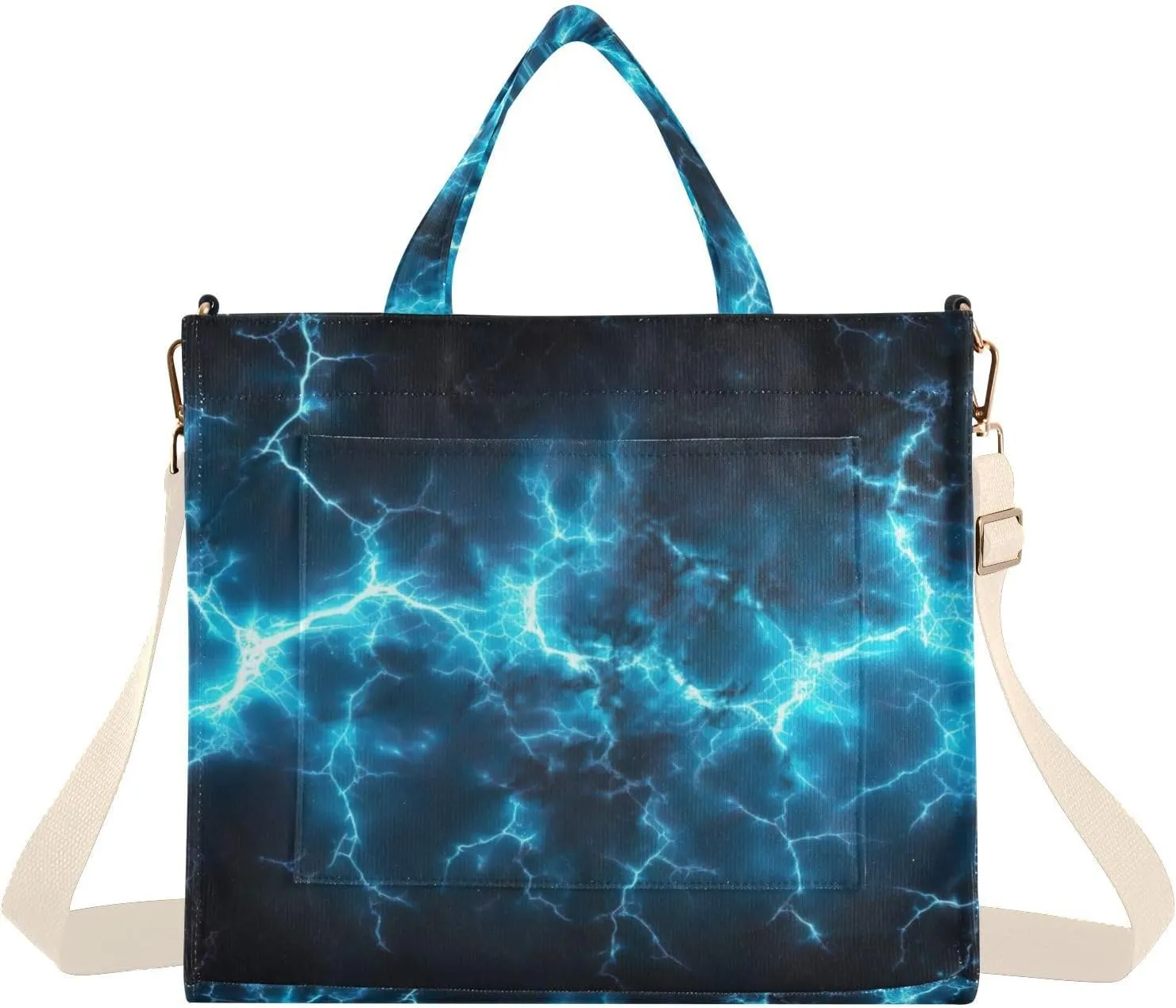 Blue Electric Sparks Tote Bag for Women Large Capacity Handbag Portable Work Handbag Shoulder Bag for Beach, Shopping, Travel