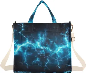 Blue Electric Sparks Tote Bag for Women Large Capacity Handbag Portable Work Handbag Shoulder Bag for Beach, Shopping, Travel
