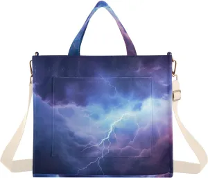 Blue Purple Storm Tote Bag for Women Large Capacity Handbag Portable Work Handbag Shoulder Bag for Beach, Shopping, Travel