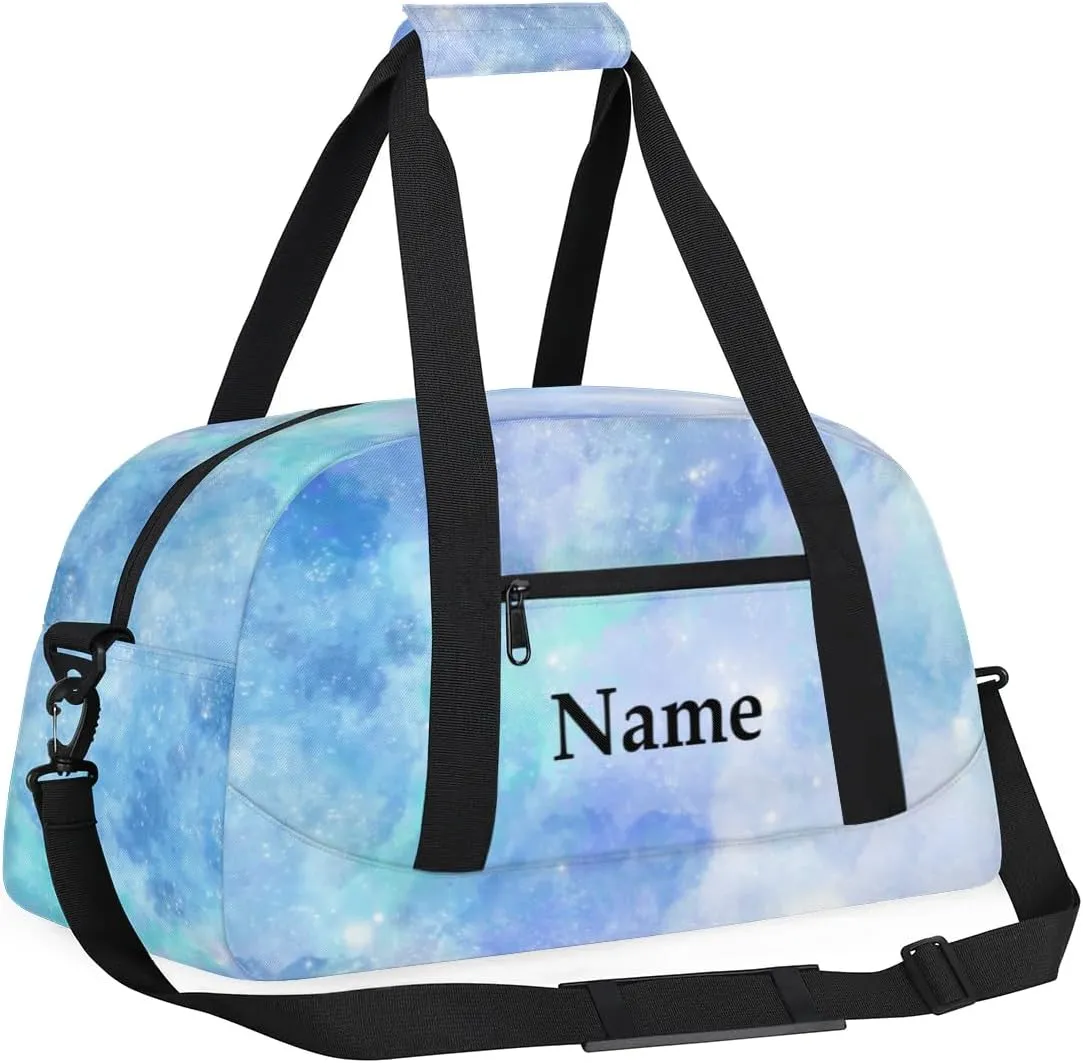 Blue Rendering Personalized Duffle Bag for Kids Custom Dance Ballet Bag with Name Lightweight Travel Weekender Overnight Bags Sport Gym Duffel Bags Workout Carry On Tote Bag for Girls Boys