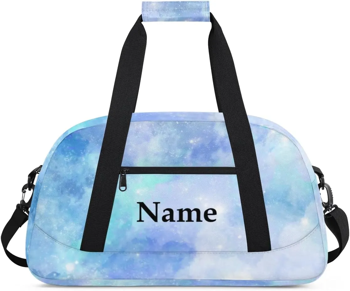 Blue Rendering Personalized Duffle Bag for Kids Custom Dance Ballet Bag with Name Lightweight Travel Weekender Overnight Bags Sport Gym Duffel Bags Workout Carry On Tote Bag for Girls Boys