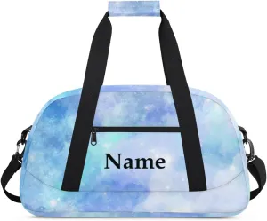 Blue Rendering Personalized Duffle Bag for Kids Custom Dance Ballet Bag with Name Lightweight Travel Weekender Overnight Bags Sport Gym Duffel Bags Workout Carry On Tote Bag for Girls Boys