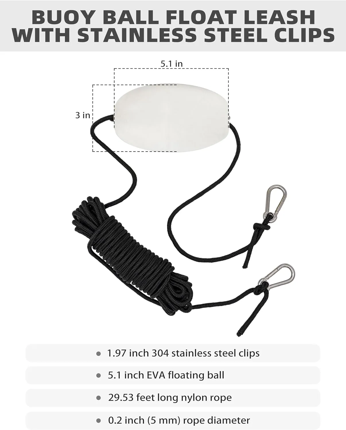 BLUEWING 32", 42", 53" Drift Sock Sea Anchors with Buoy Ball Float Leash 840D Nylon Parachute Fishing Drogue for Marine/Jet Ski/Sail Boat