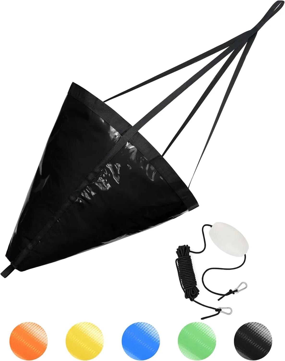 BLUEWING 32", 42", 53" Drift Sock Sea Anchors with Buoy Ball Float Leash 840D Nylon Parachute Fishing Drogue for Marine/Jet Ski/Sail Boat