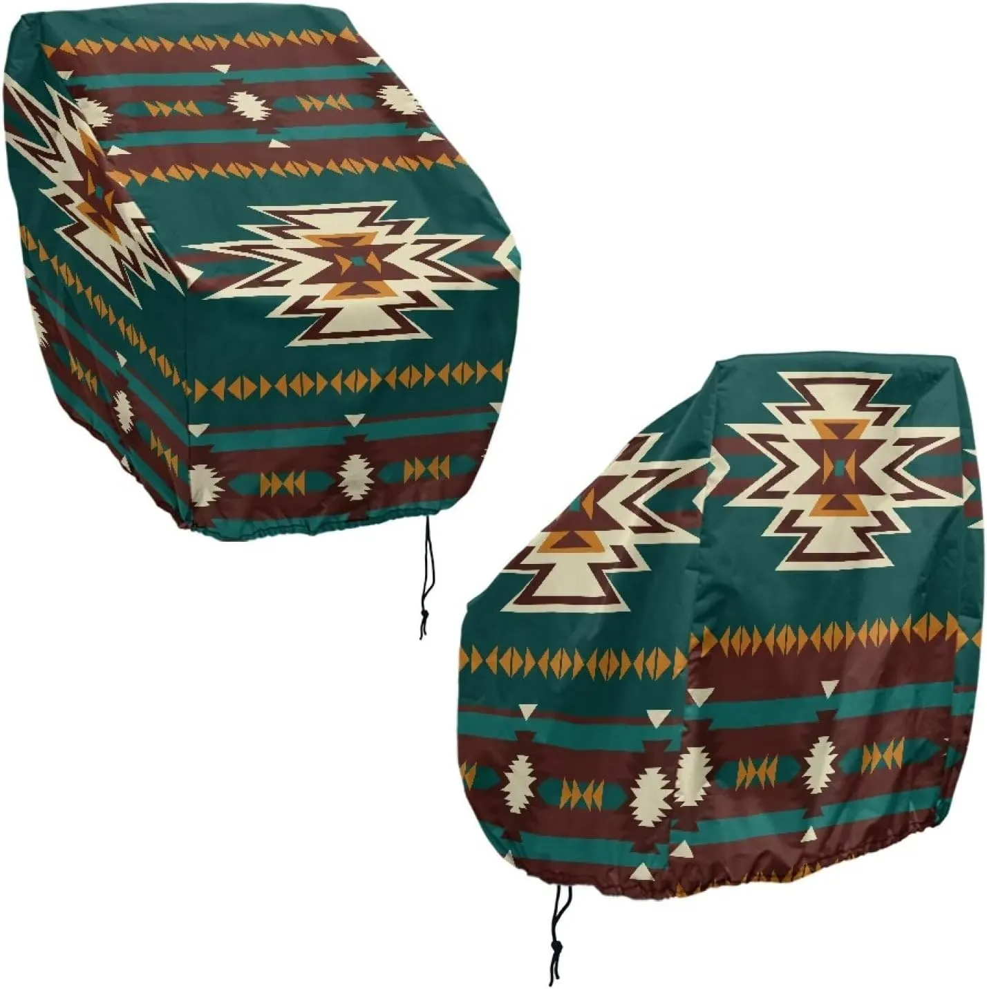 Boatee Green Aztec Boat Folding Seat Cover Dust Proof Captain Chair Helmsman Dust Waterproof Furniture UV Resistant Boat Seat Cover for Outdoor Yacht Ship Fishing Native American Boat Seats