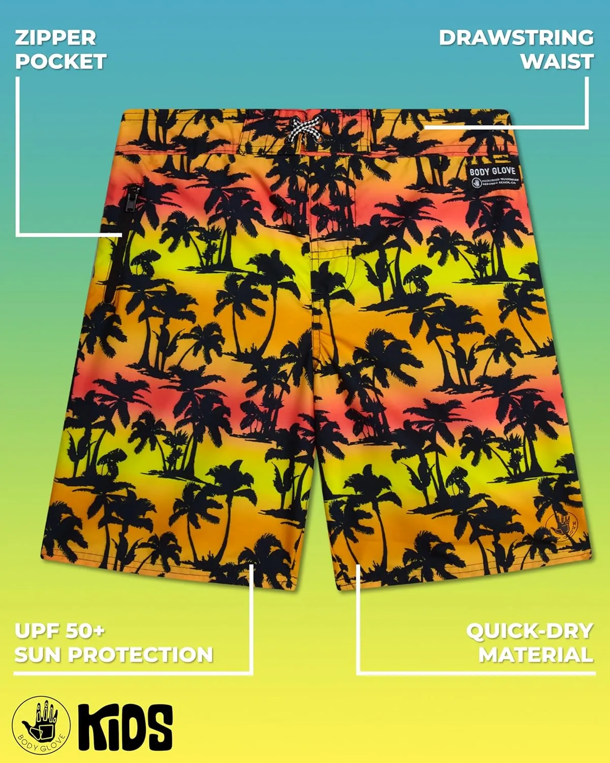 Body Glove Boys Swim Board Shorts - UPF 50  Quick Dry Boys Swim Trunks Bathing Suit Kids Swimwear with Pockets(Sizes: 8-18)