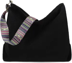 Bohemian Tote Bag Women Stylish Handbag Shoulder Bag Purse Large Crossbody Bag Corduroy Hobo Bag Carryall Daypack