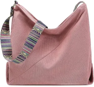 Bohemian Tote Bag Women Stylish Handbag Shoulder Bag Purse Large Crossbody Bag Corduroy Hobo Bag Carryall Daypack