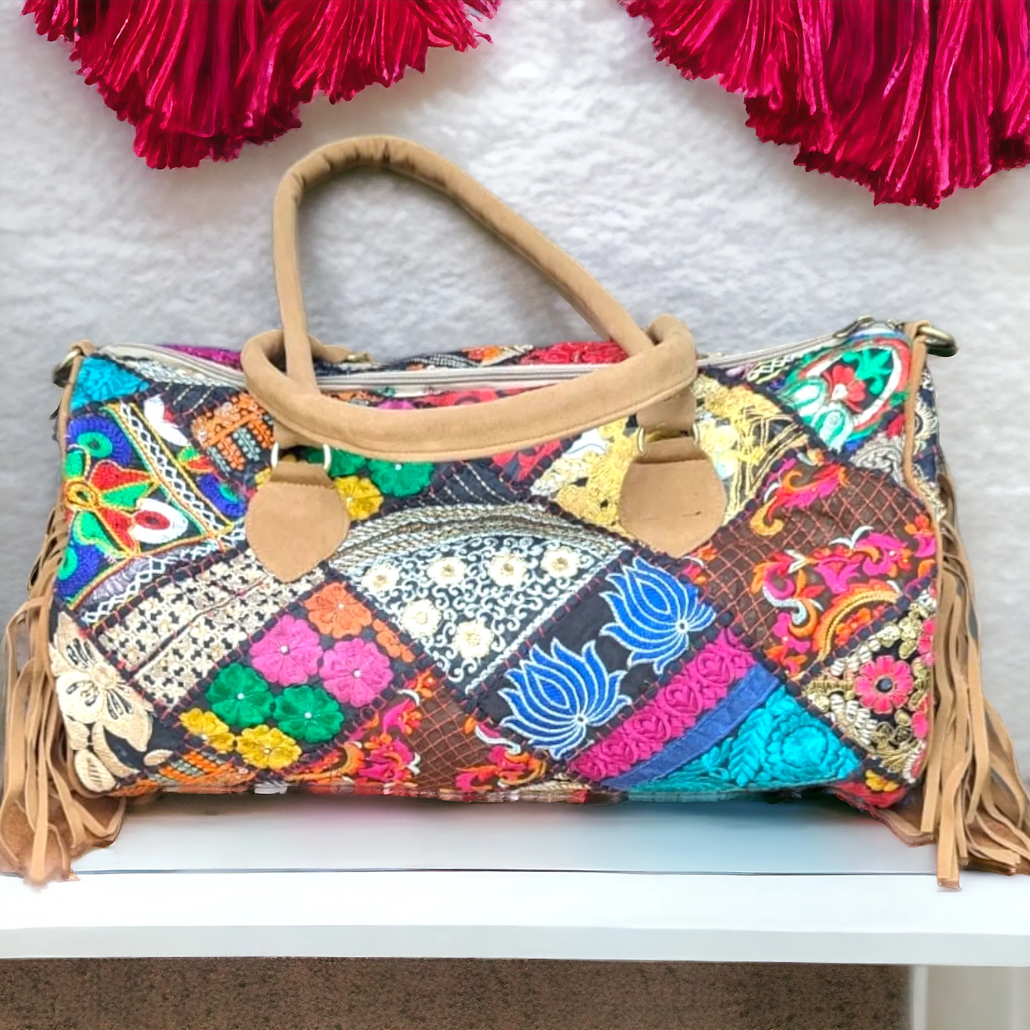 Boho Duffle Bag w Fringes