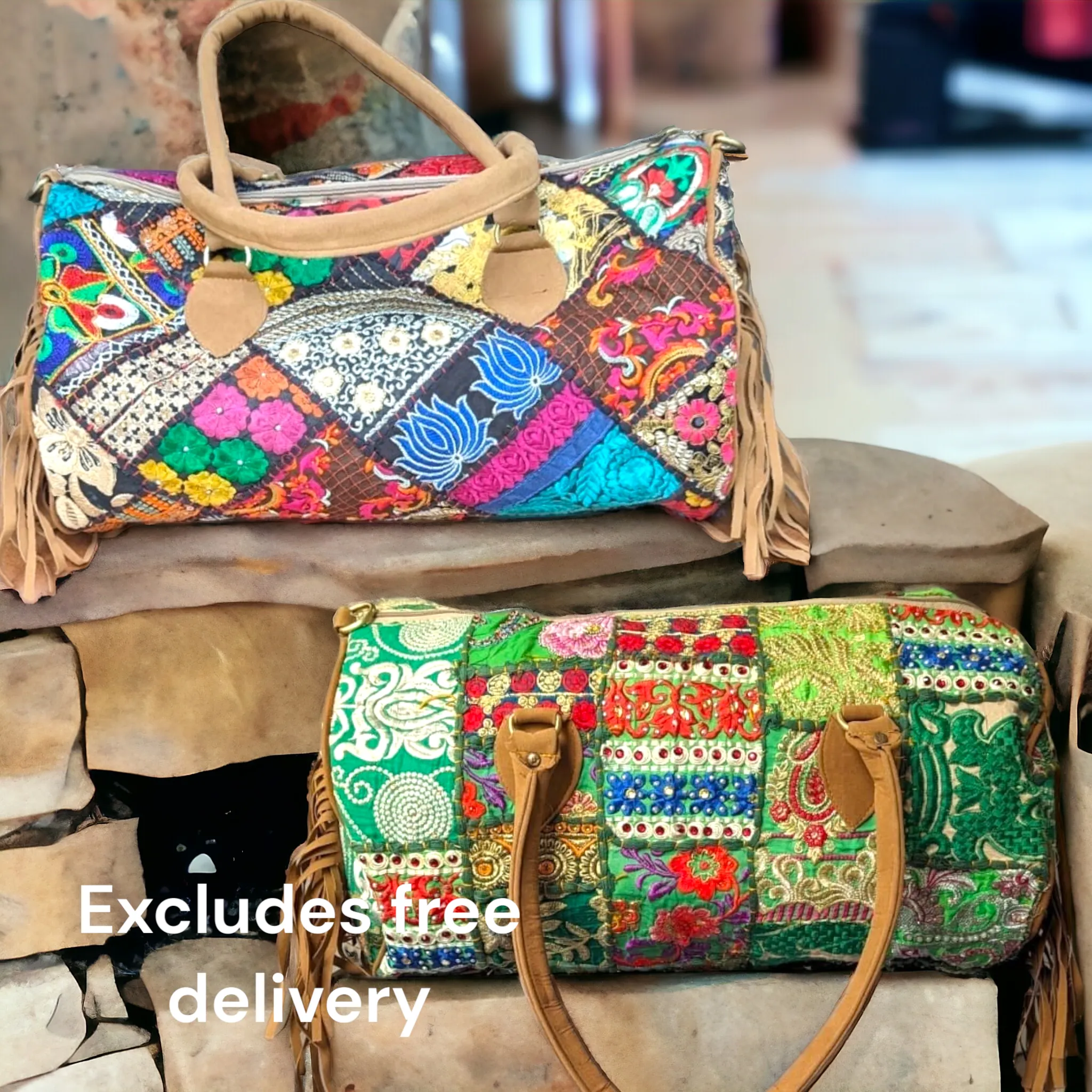 Boho Duffle Bag w Fringes