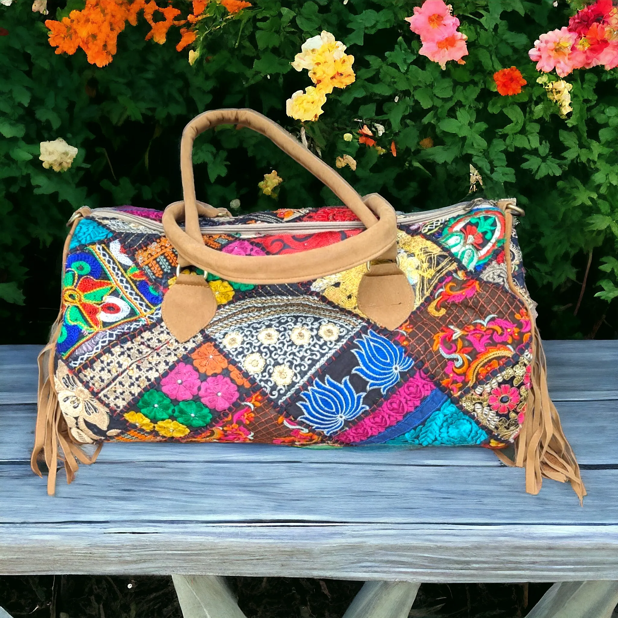 Boho Duffle Bag w Fringes