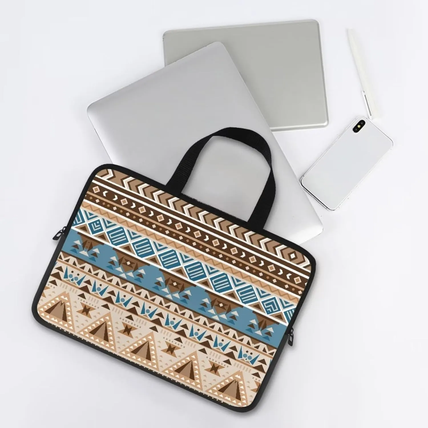 Boho Ethnic Print Computer Sleeve Laptop Bag Neoprene Netbook Computer Tablet PC Handle Carrying Case Notebook Cover Pouch Holder Protection