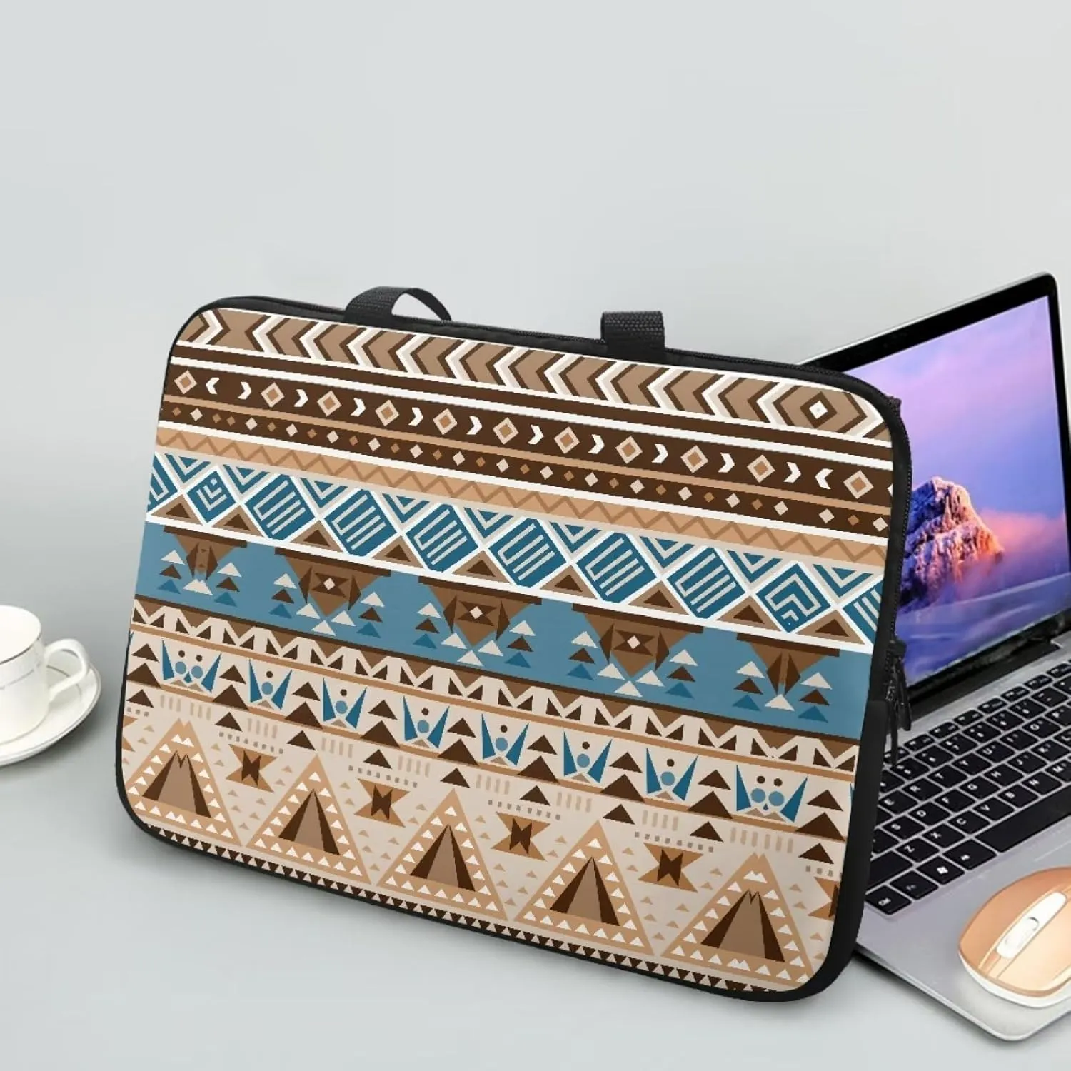 Boho Ethnic Print Computer Sleeve Laptop Bag Neoprene Netbook Computer Tablet PC Handle Carrying Case Notebook Cover Pouch Holder Protection