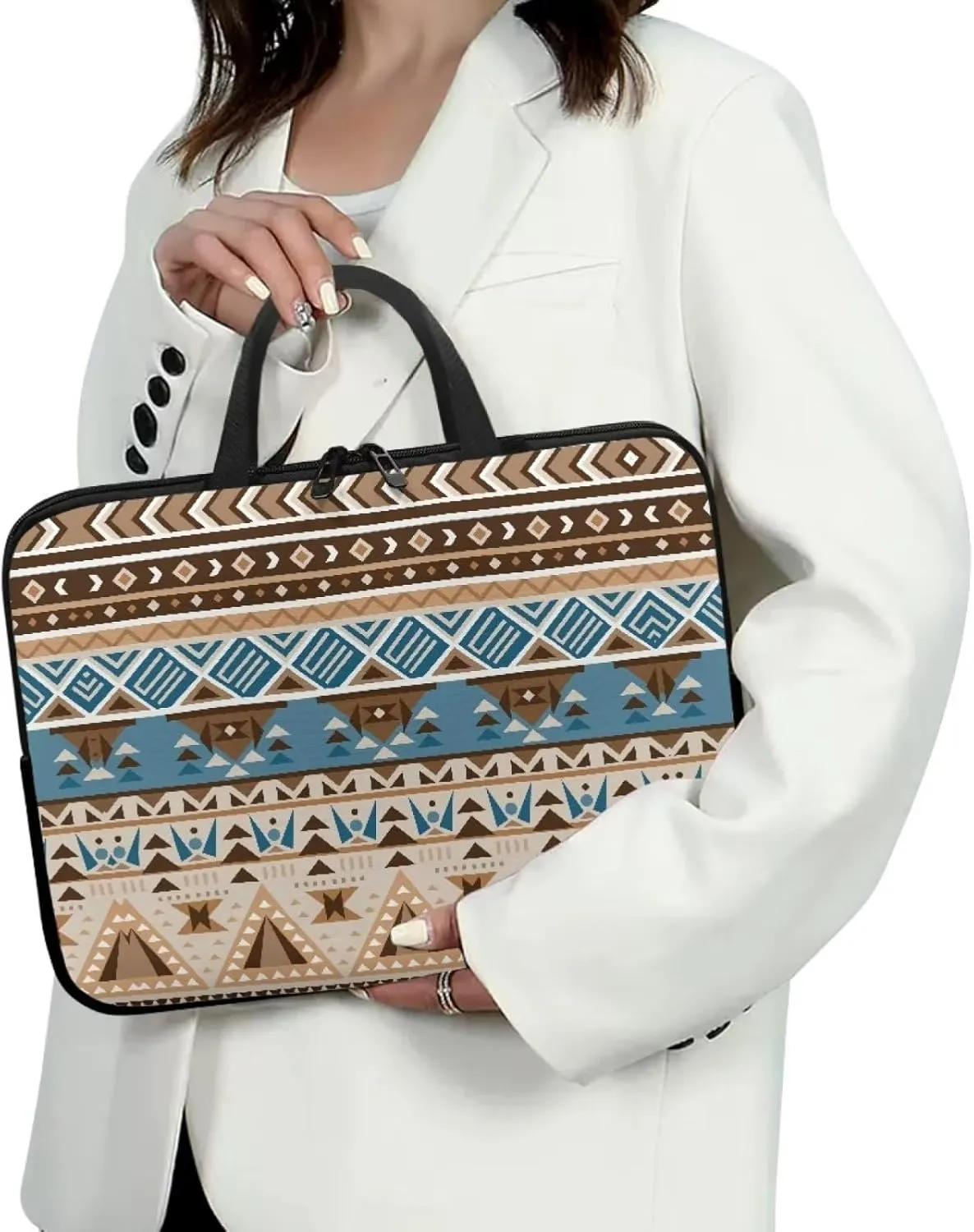 Boho Ethnic Print Computer Sleeve Laptop Bag Neoprene Netbook Computer Tablet PC Handle Carrying Case Notebook Cover Pouch Holder Protection