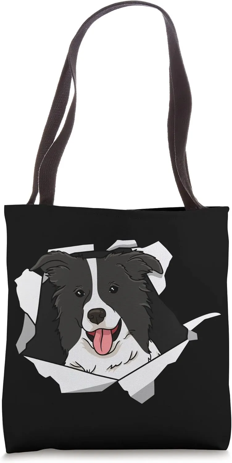 Border Collie Dog Breakthrough Cute Dog Animal Lover Tote Bag