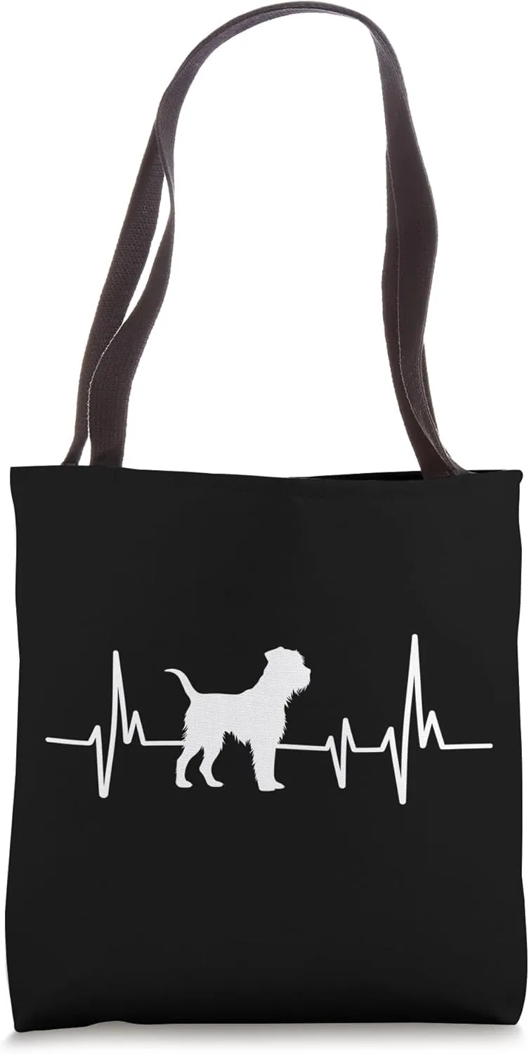 Border Terrier Heartbeat Design Border Terrier Dog Tote Bag