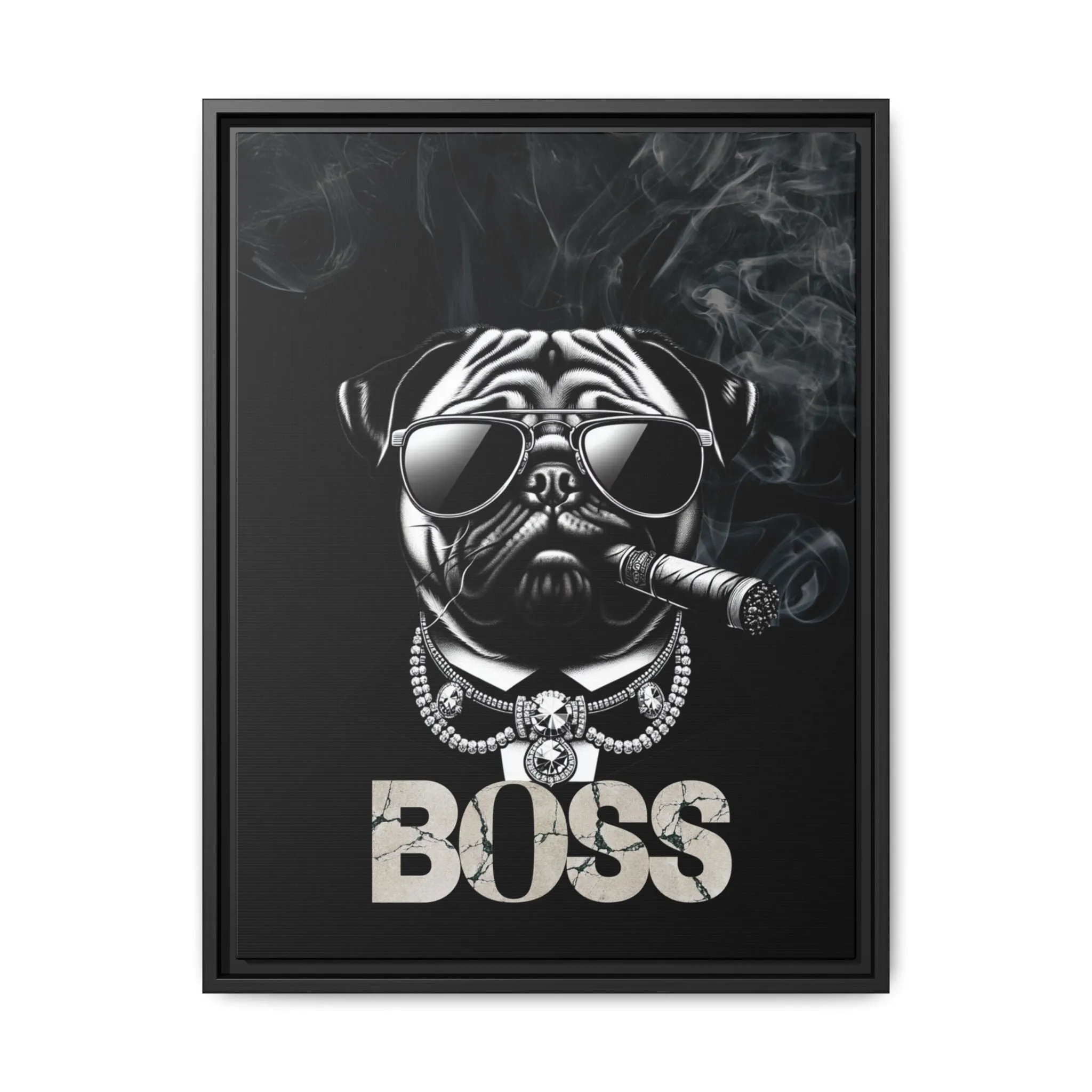 Boss Pug Canvas Wall Art Framed | Stylish Wall Decor