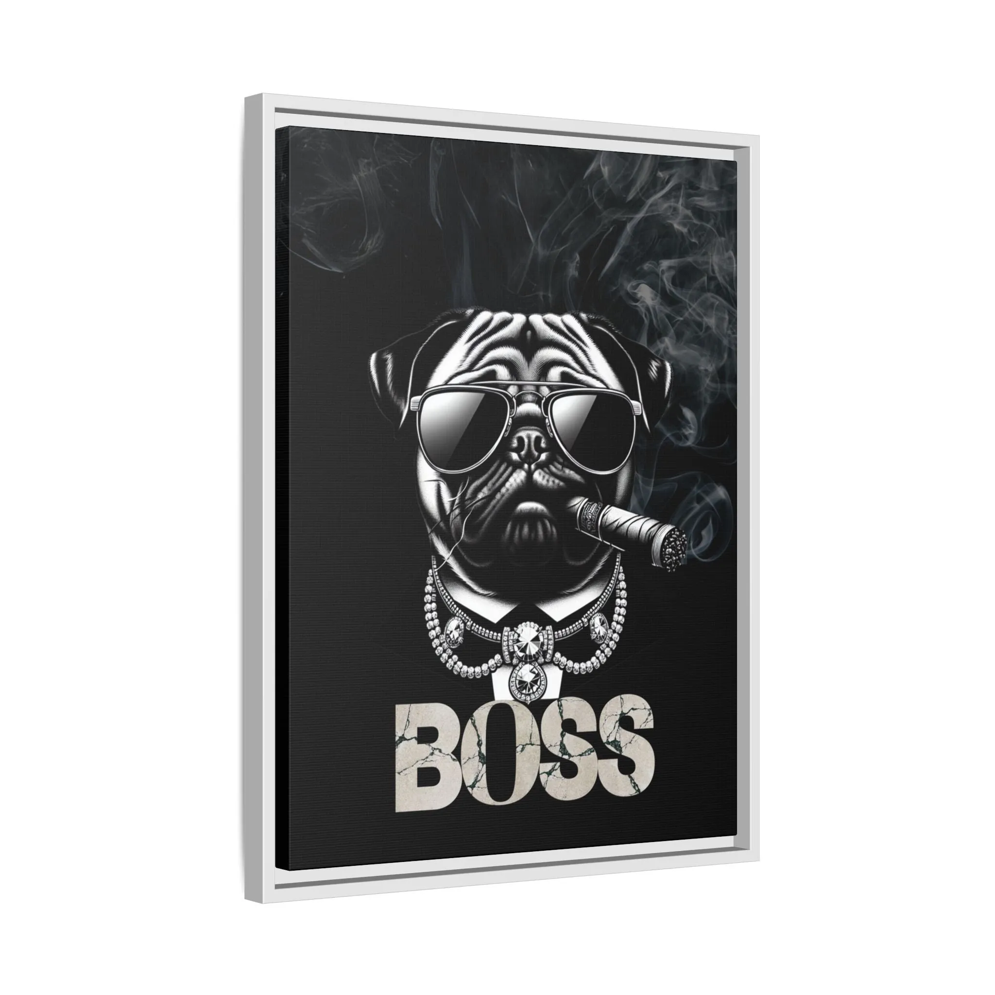 Boss Pug Canvas Wall Art Framed | Stylish Wall Decor