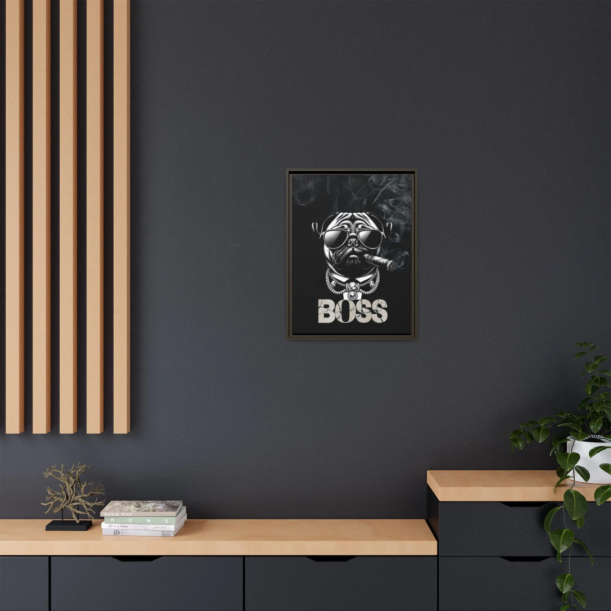 Boss Pug Canvas Wall Art Framed | Stylish Wall Decor