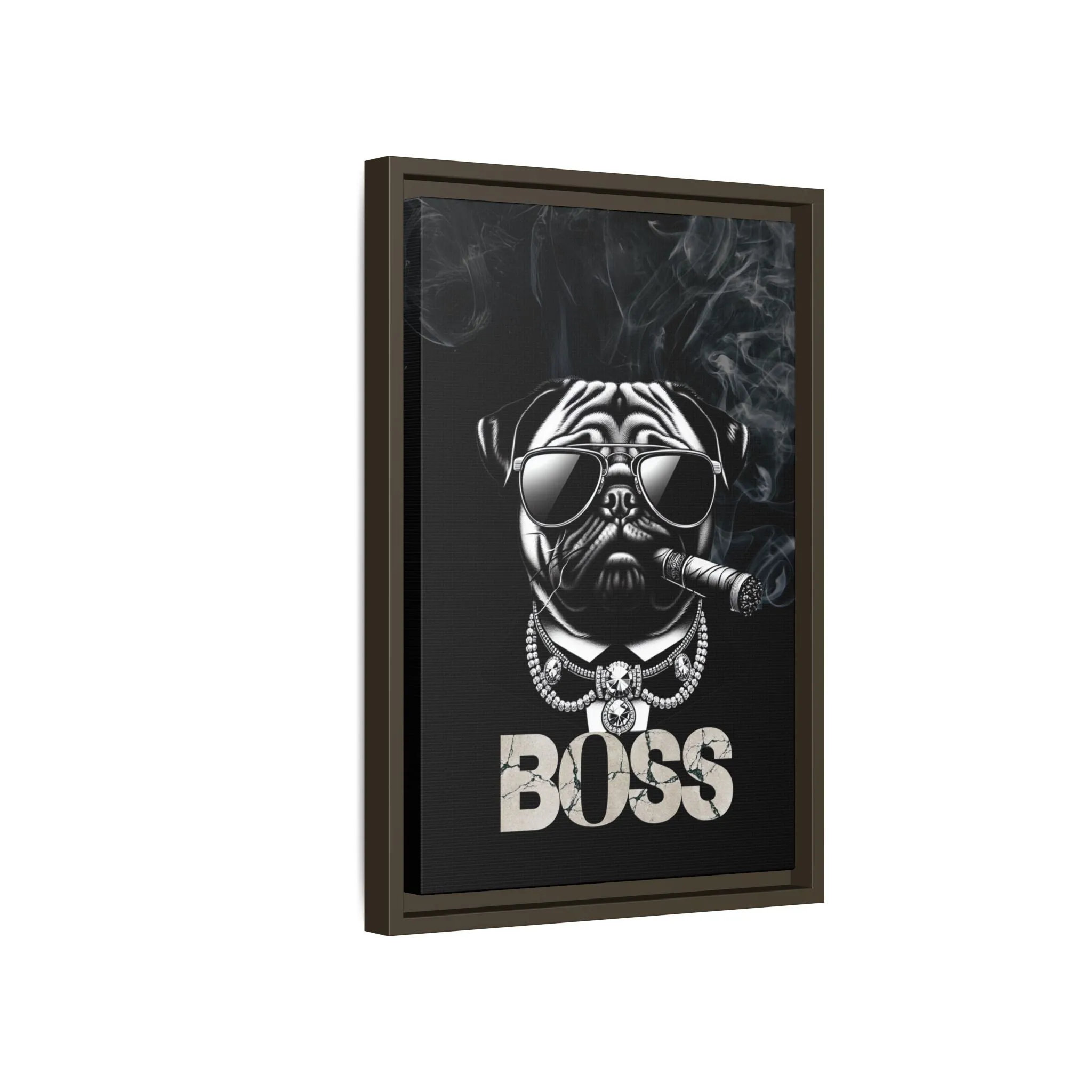 Boss Pug Canvas Wall Art Framed | Stylish Wall Decor