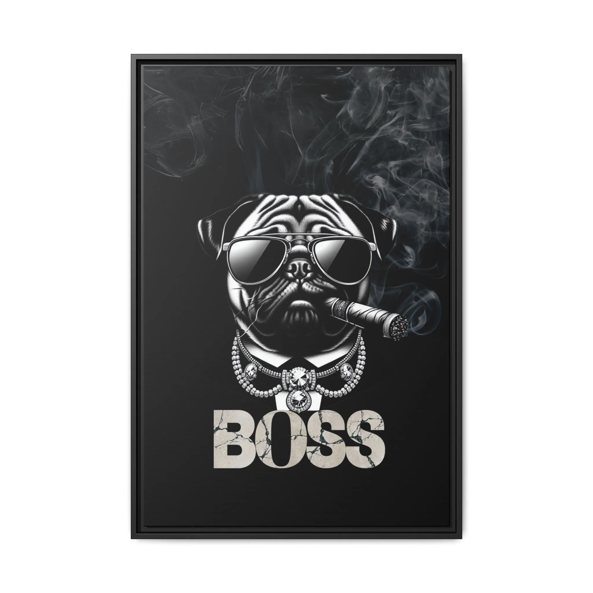 Boss Pug Canvas Wall Art Framed | Stylish Wall Decor