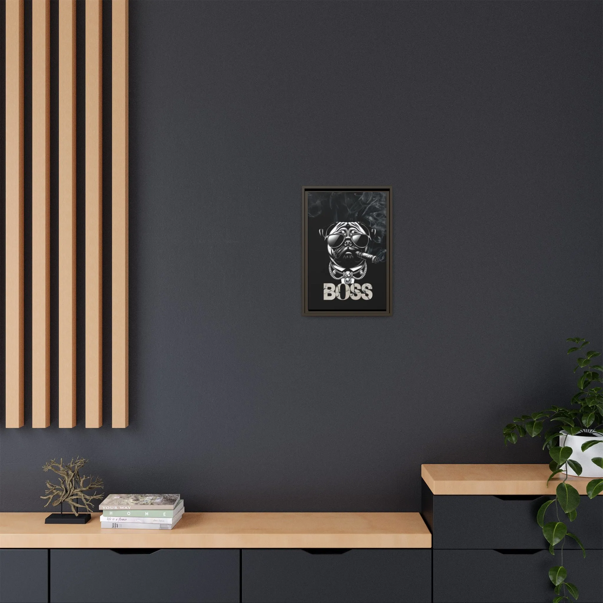 Boss Pug Canvas Wall Art Framed | Stylish Wall Decor
