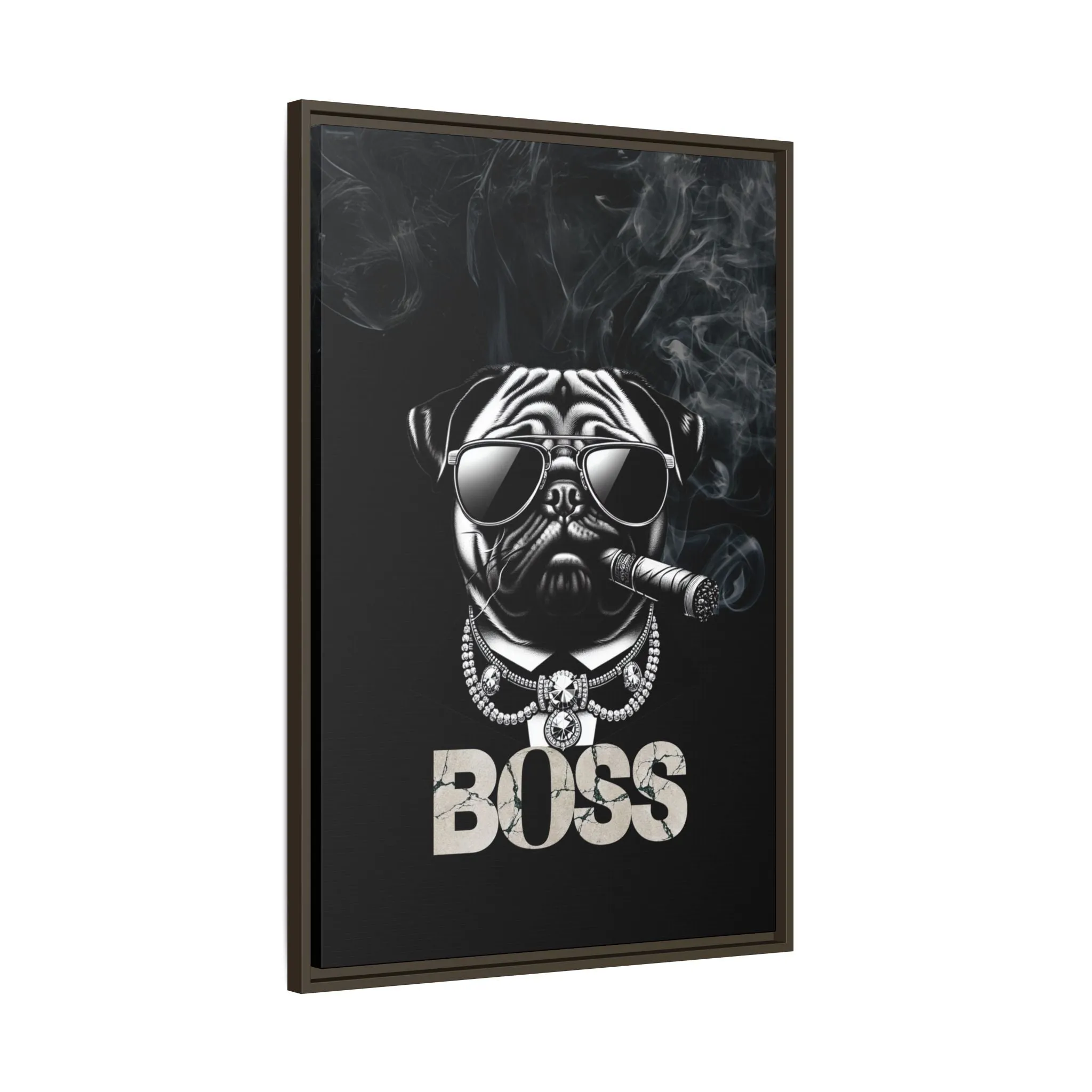 Boss Pug Canvas Wall Art Framed | Stylish Wall Decor