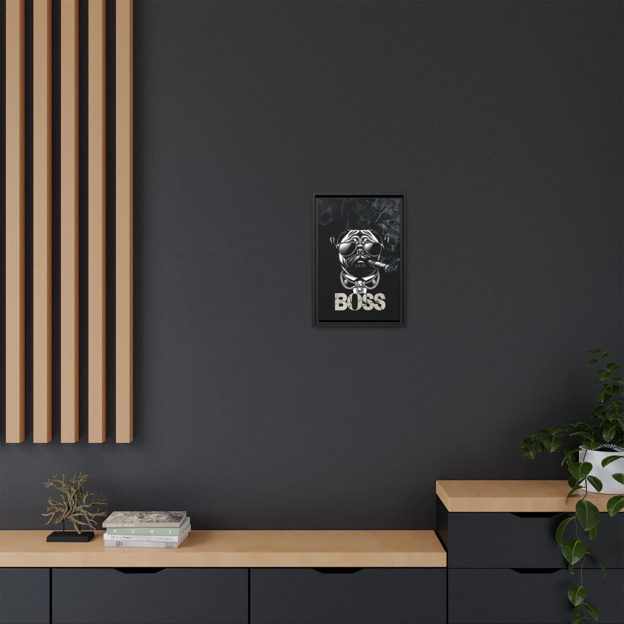Boss Pug Canvas Wall Art Framed | Stylish Wall Decor