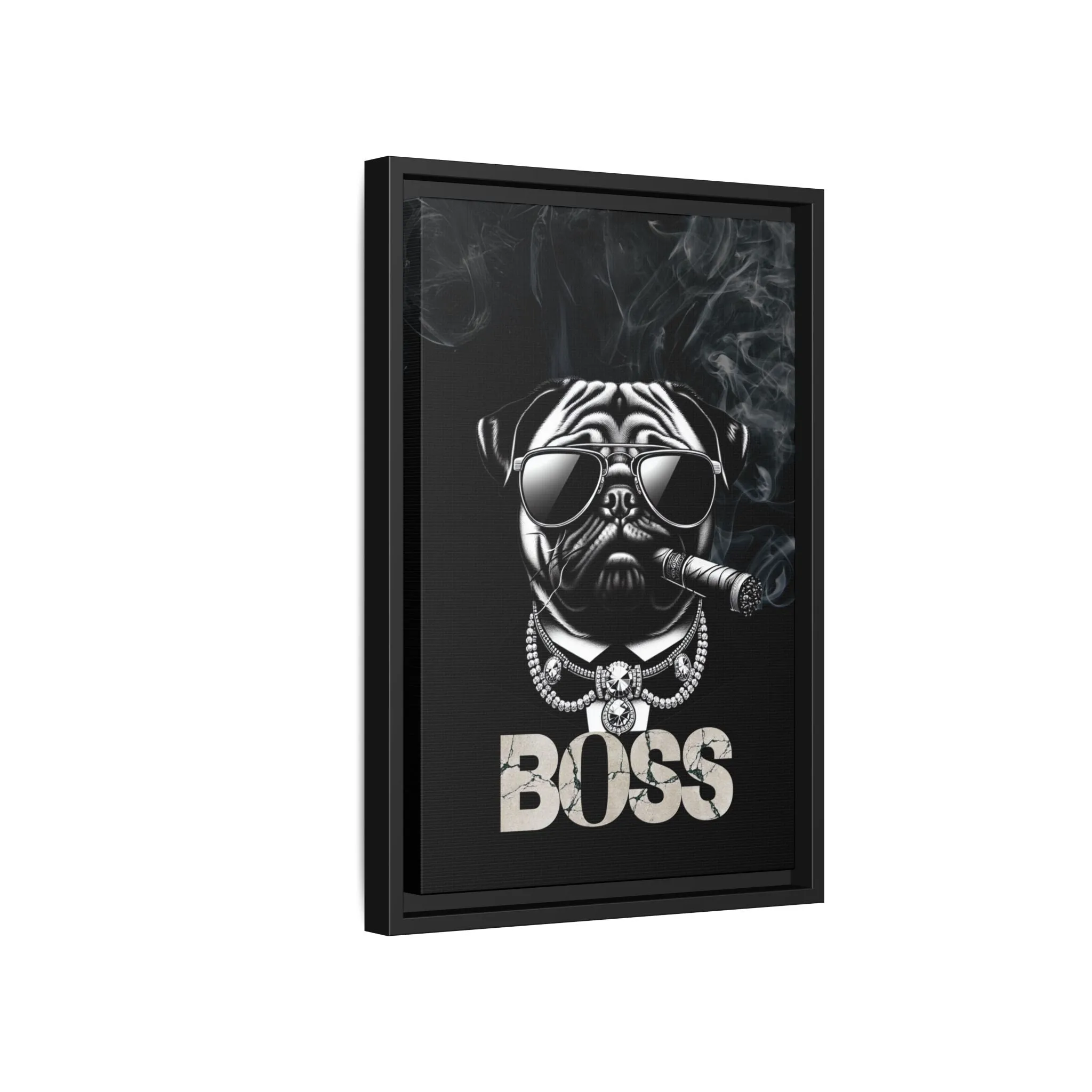 Boss Pug Canvas Wall Art Framed | Stylish Wall Decor