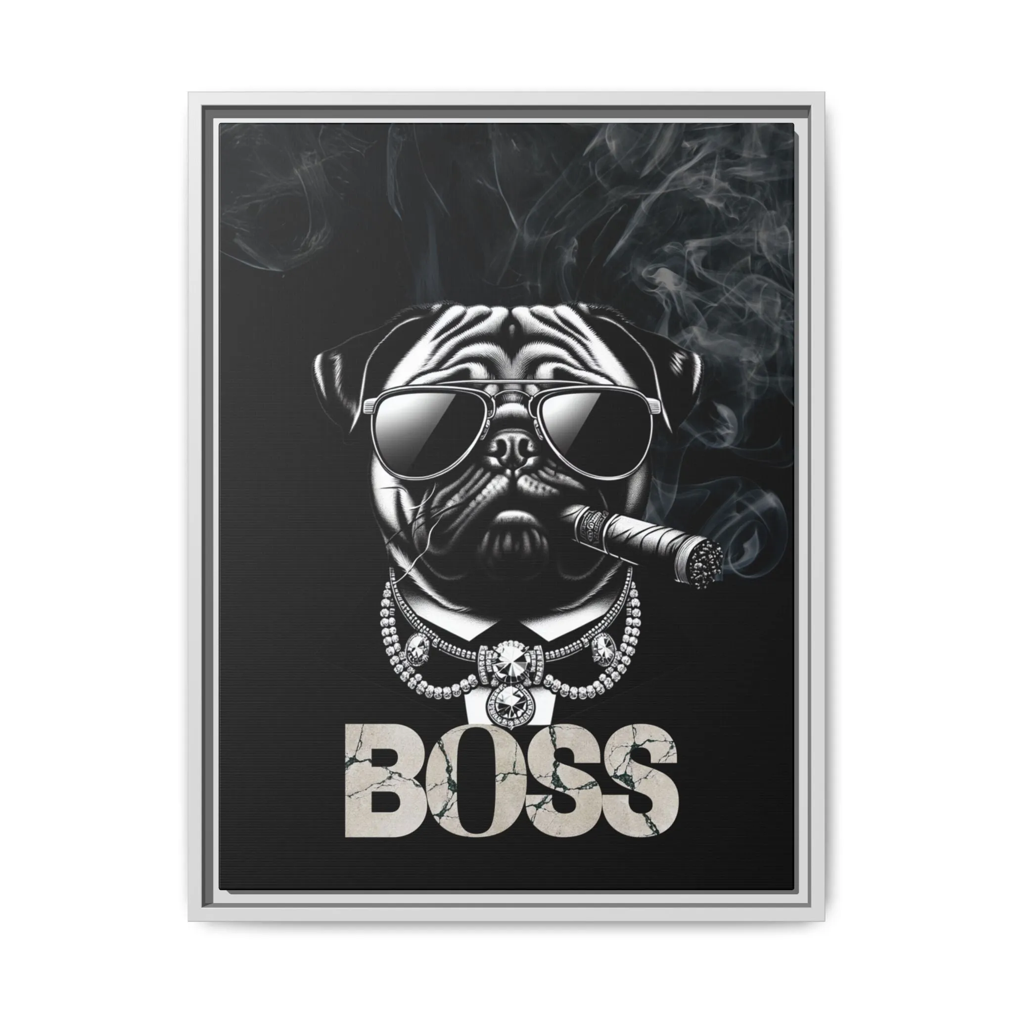 Boss Pug Canvas Wall Art Framed | Stylish Wall Decor
