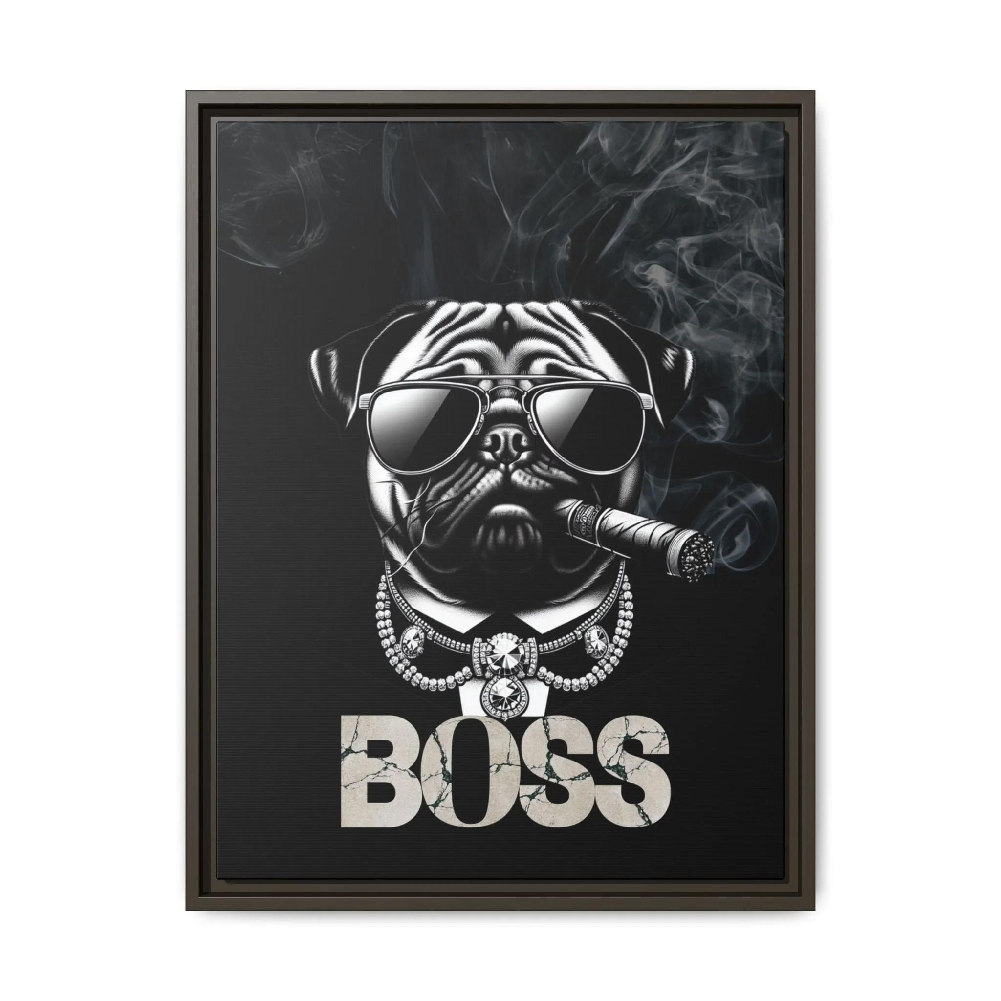 Boss Pug Canvas Wall Art Framed | Stylish Wall Decor