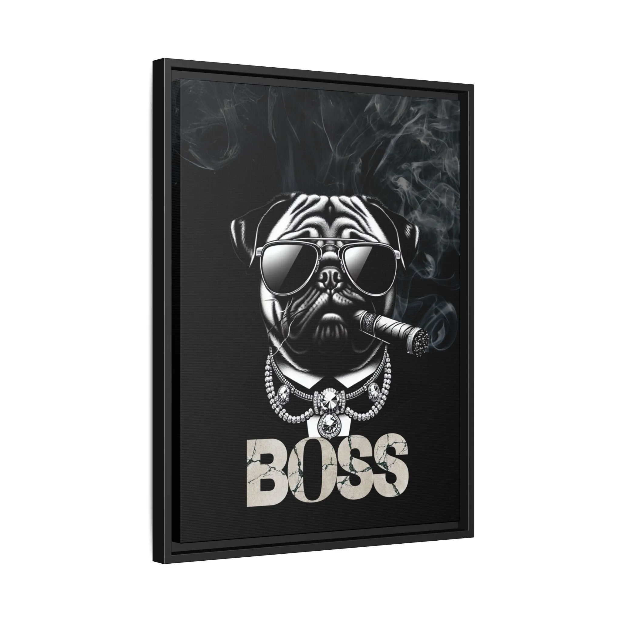 Boss Pug Canvas Wall Art Framed | Stylish Wall Decor