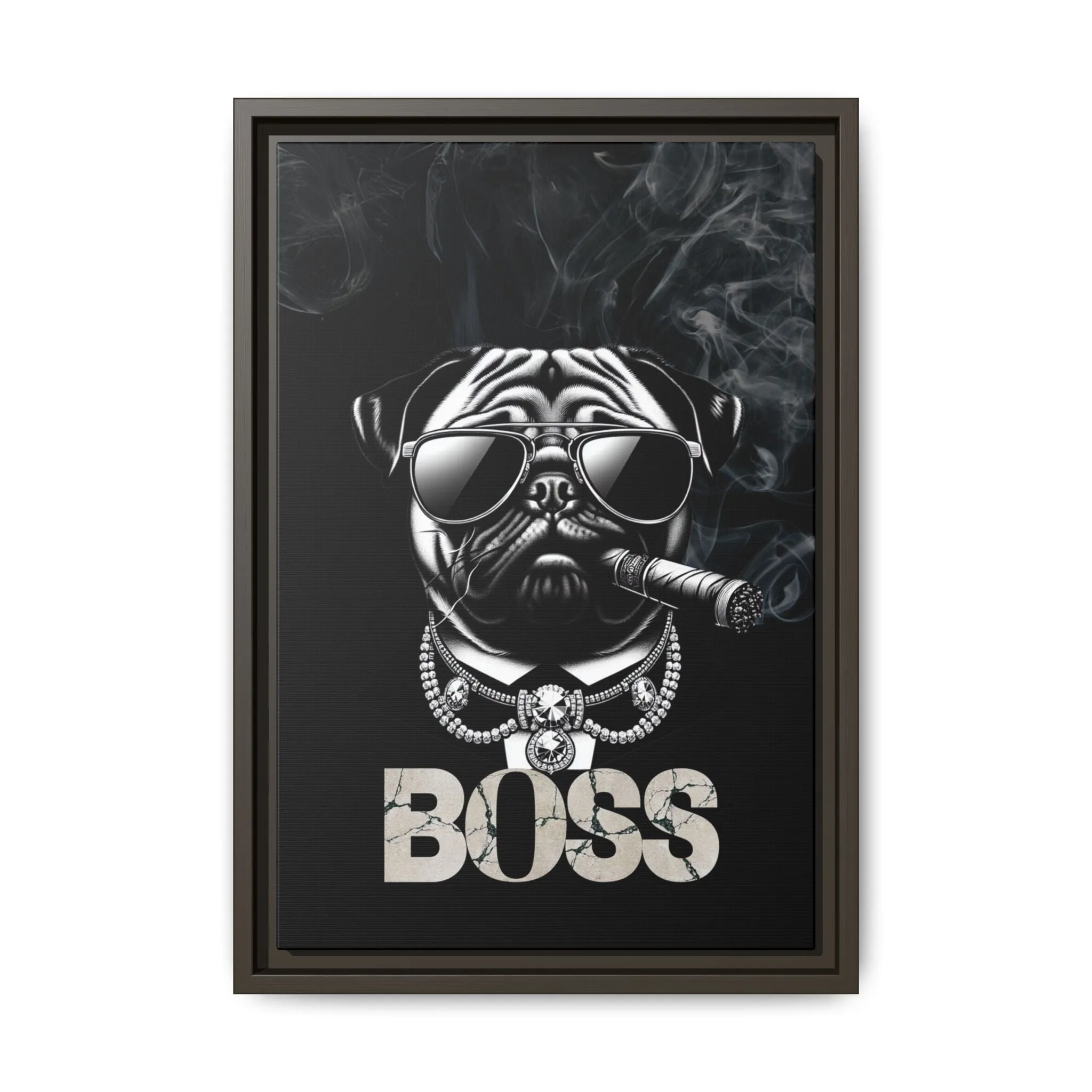Boss Pug Canvas Wall Art Framed | Stylish Wall Decor