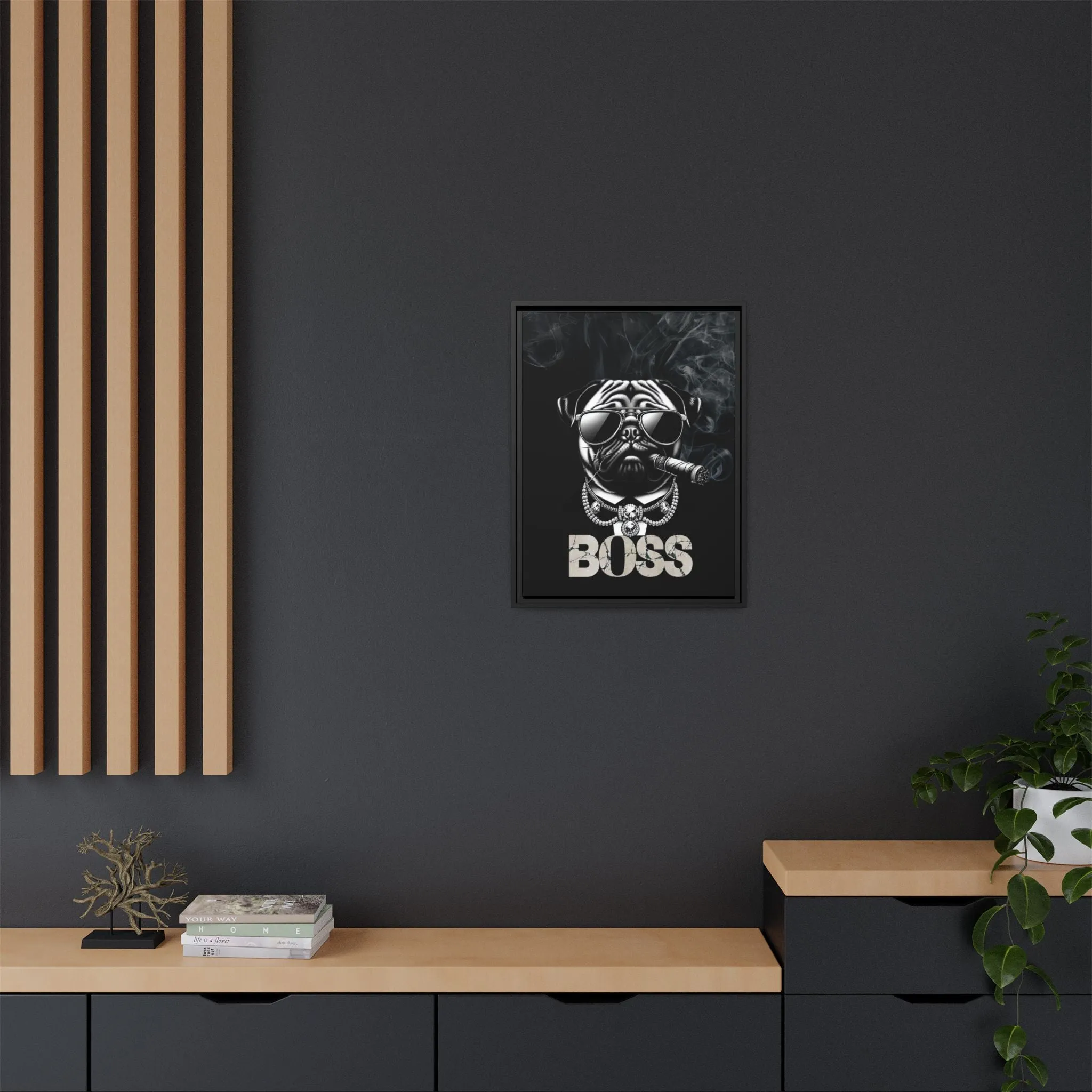 Boss Pug Canvas Wall Art Framed | Stylish Wall Decor