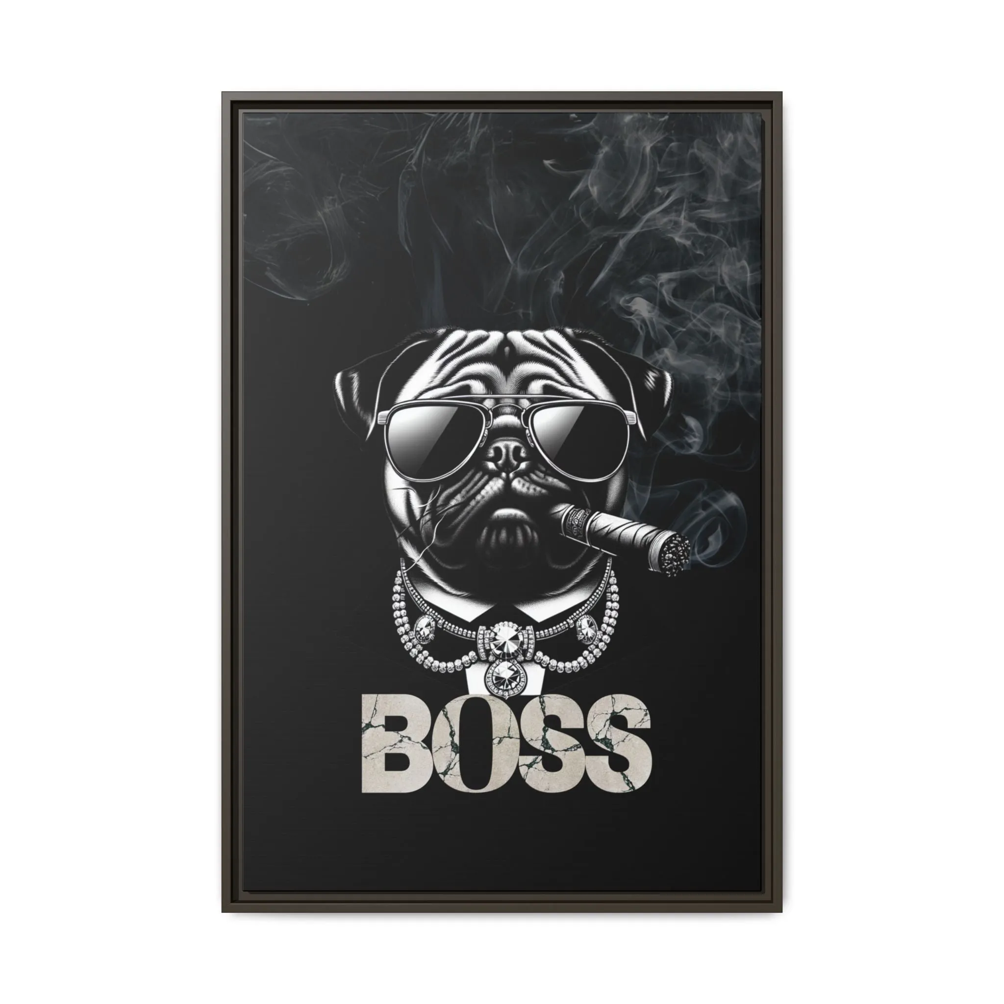 Boss Pug Canvas Wall Art Framed | Stylish Wall Decor
