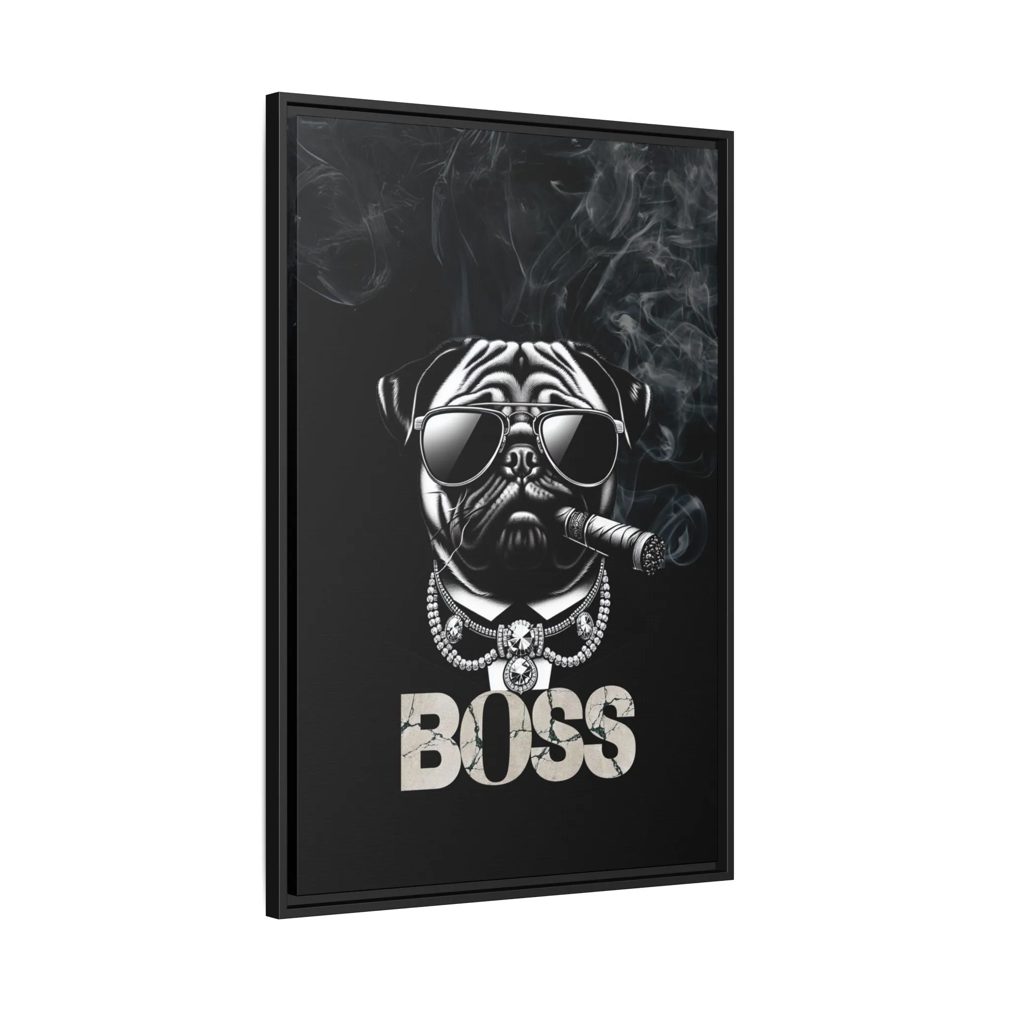 Boss Pug Canvas Wall Art Framed | Stylish Wall Decor