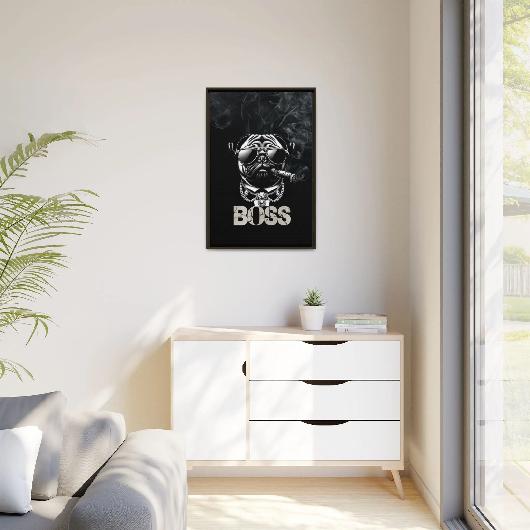 Boss Pug Canvas Wall Art Framed | Stylish Wall Decor