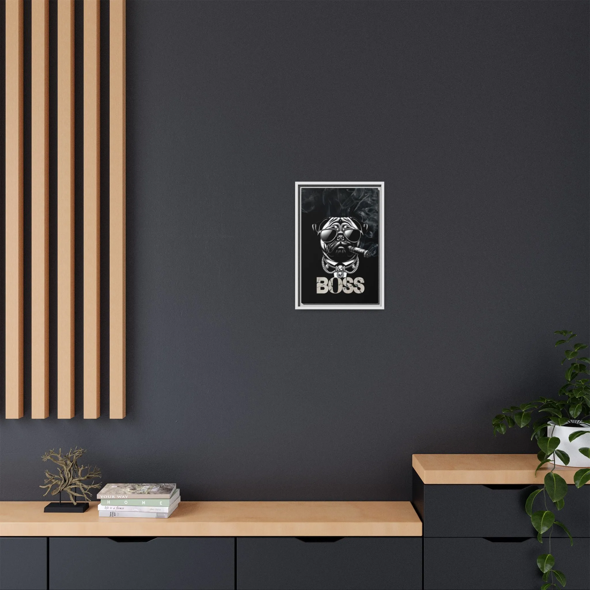 Boss Pug Canvas Wall Art Framed | Stylish Wall Decor