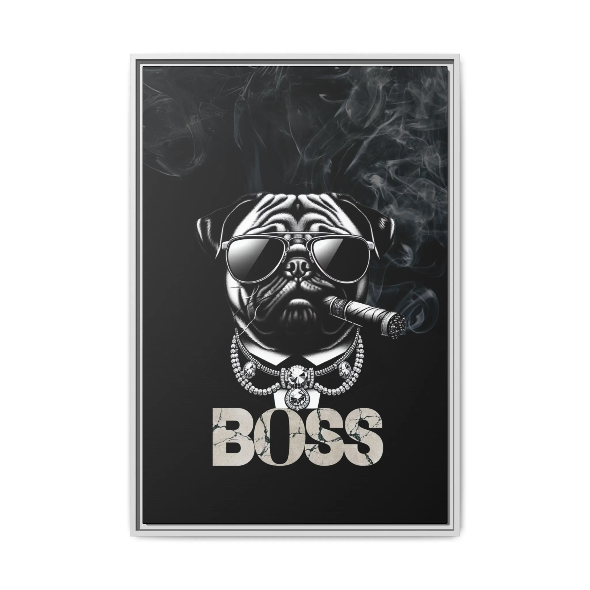 Boss Pug Canvas Wall Art Framed | Stylish Wall Decor