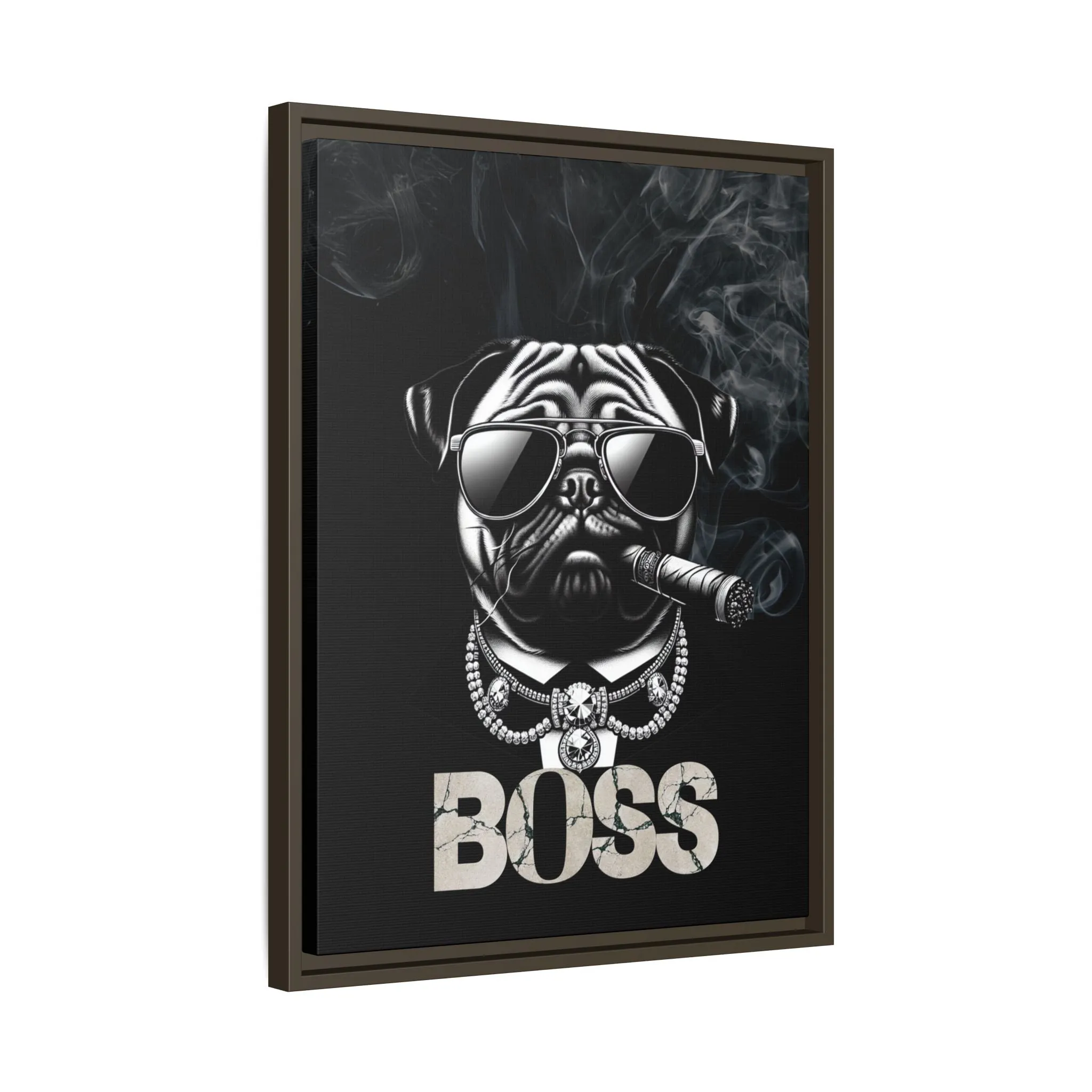 Boss Pug Canvas Wall Art Framed | Stylish Wall Decor