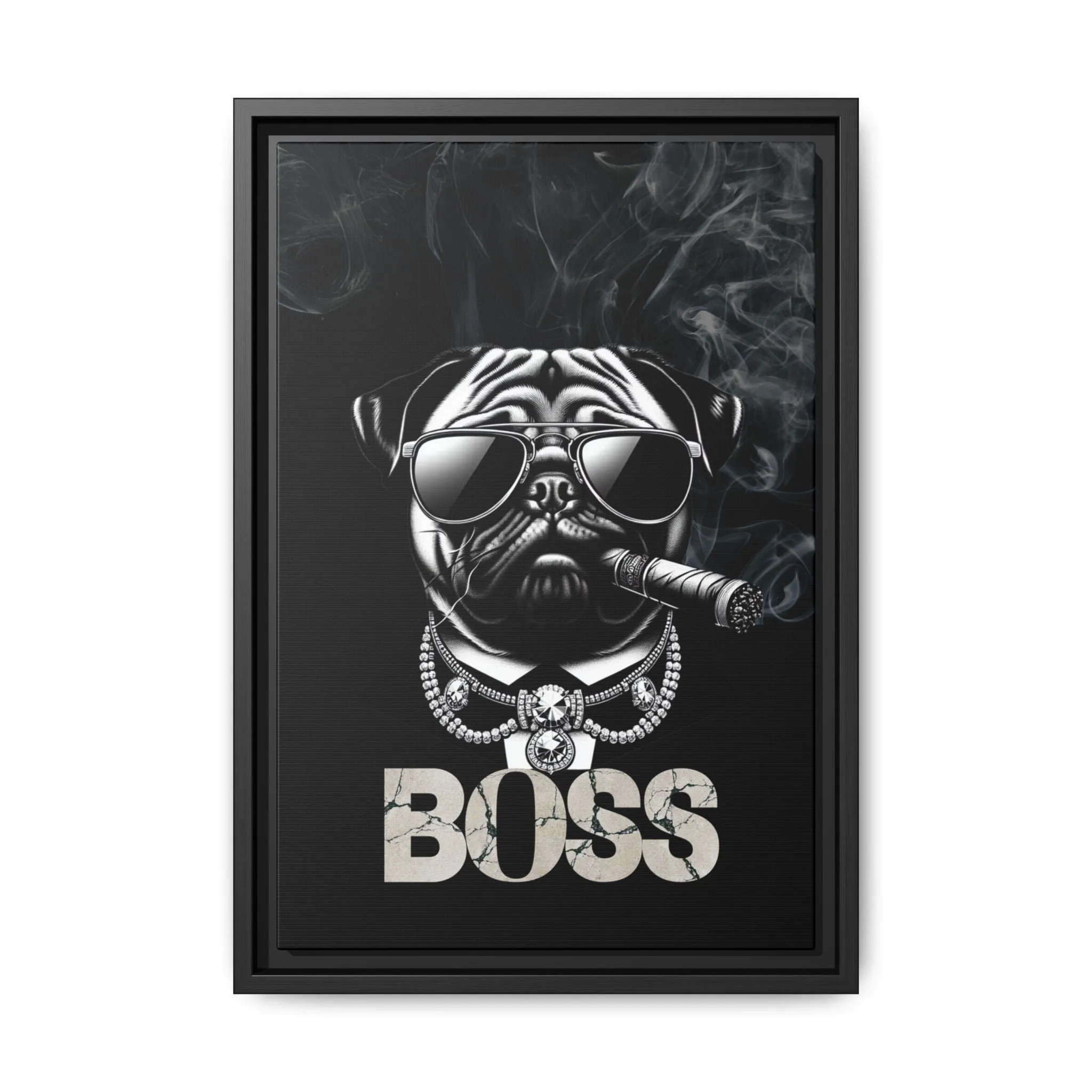 Boss Pug Canvas Wall Art Framed | Stylish Wall Decor