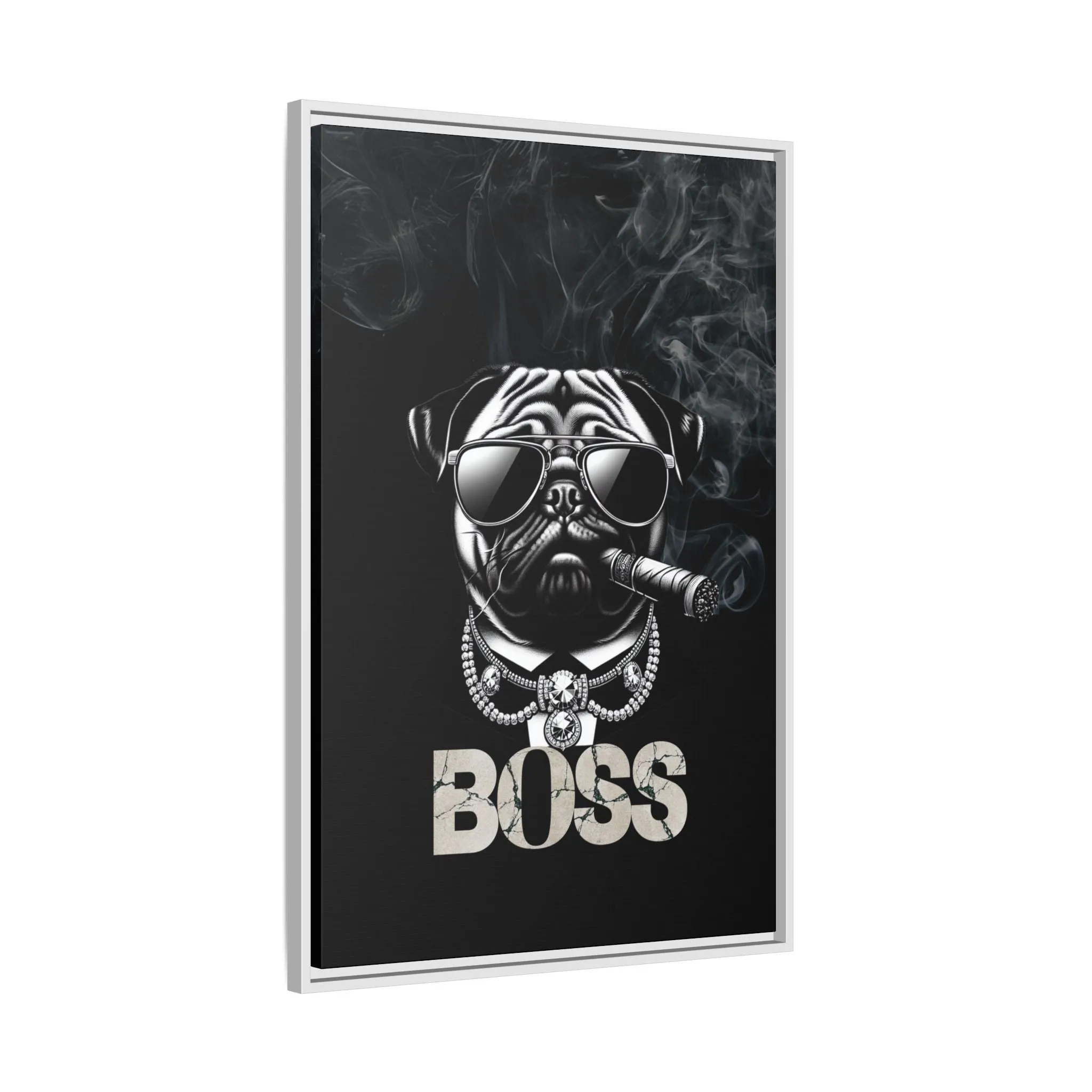 Boss Pug Canvas Wall Art Framed | Stylish Wall Decor
