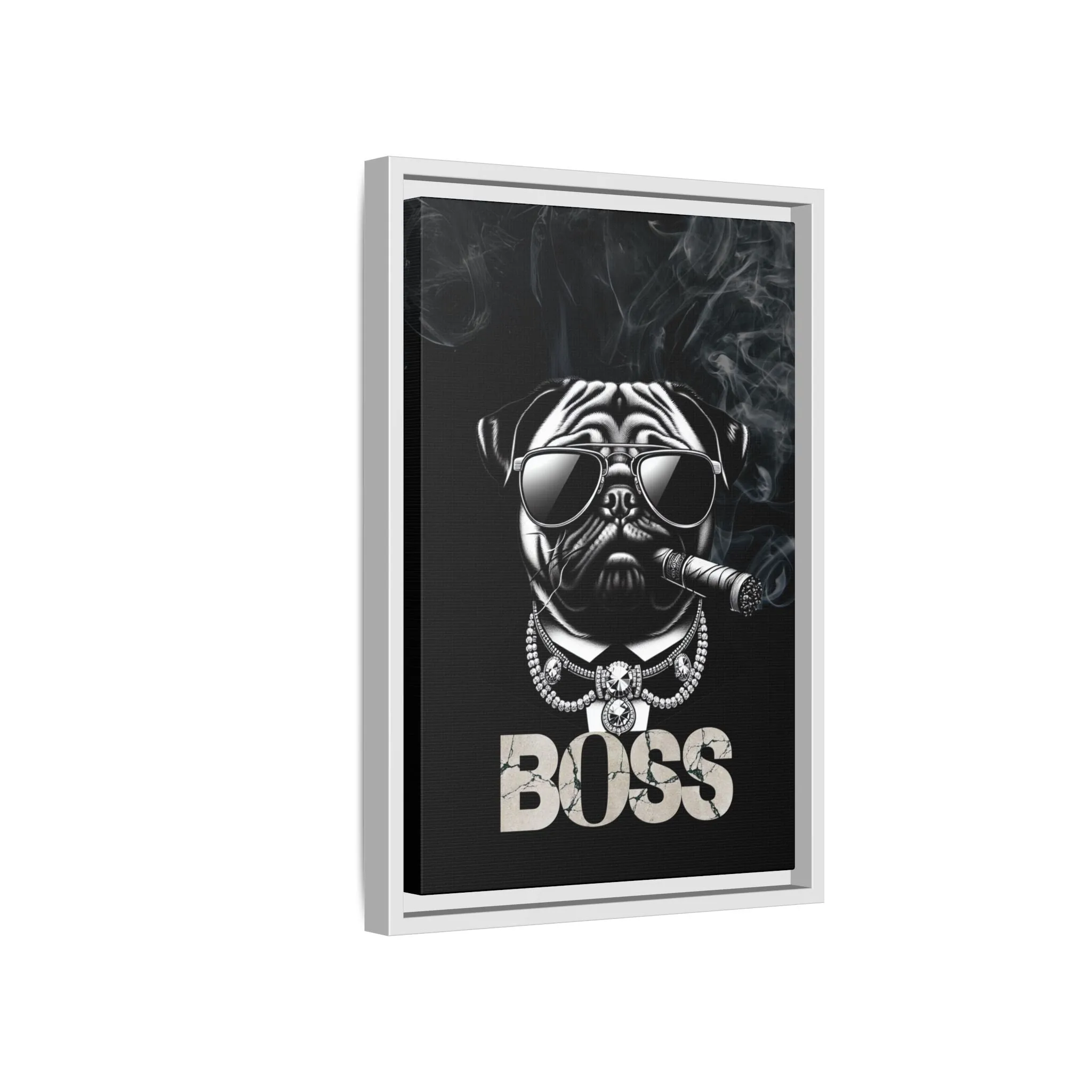 Boss Pug Canvas Wall Art Framed | Stylish Wall Decor