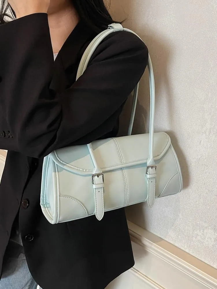 Boston Shoulder Bags for Women PU Leather Swing Bag Trendy Y2K Tote Handbag Top Handle Hobo Purse Bowling Bag Work Travel